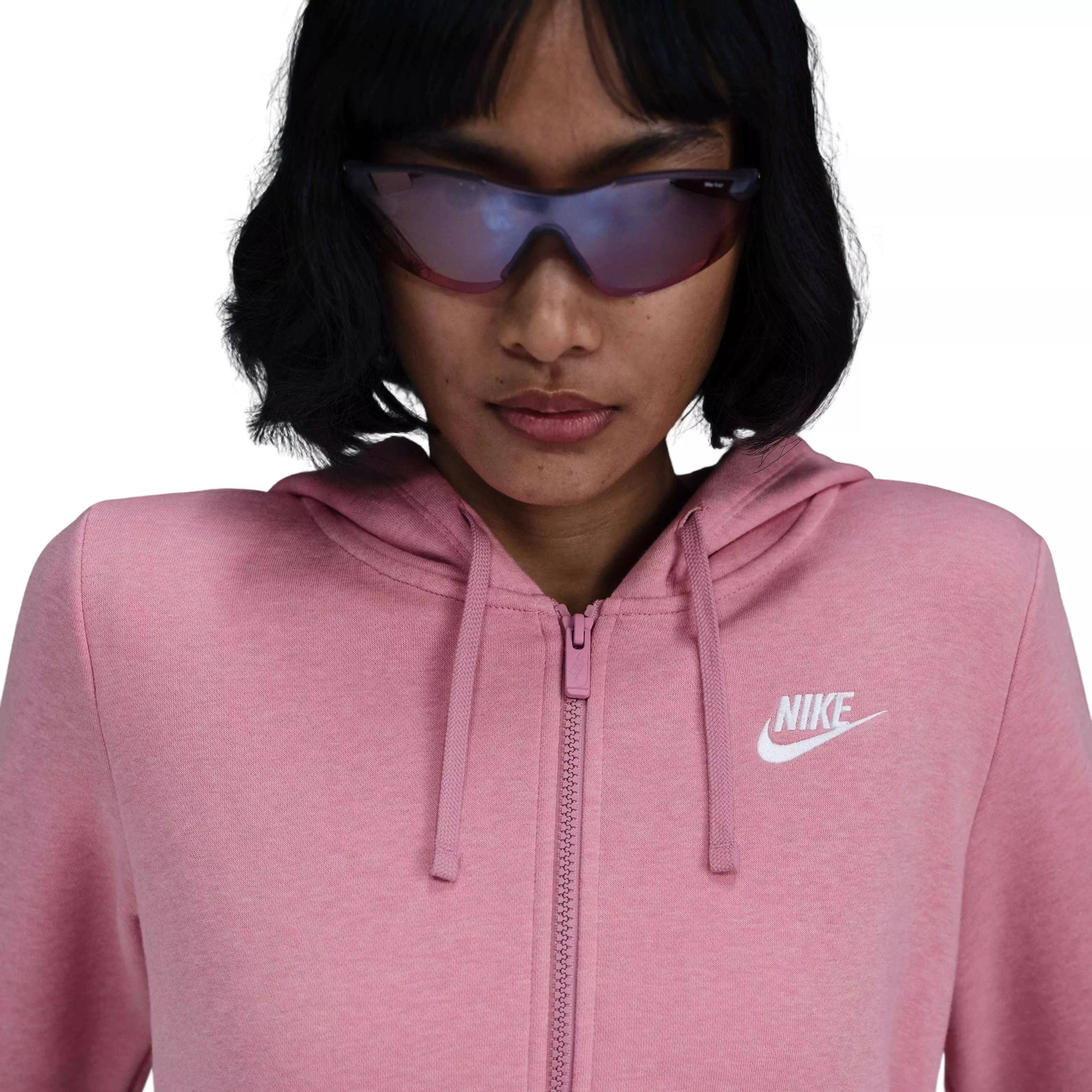 Nike Women's Sportswear Club Fleece Full-Zip Hooded Jacket - Pink - PINK