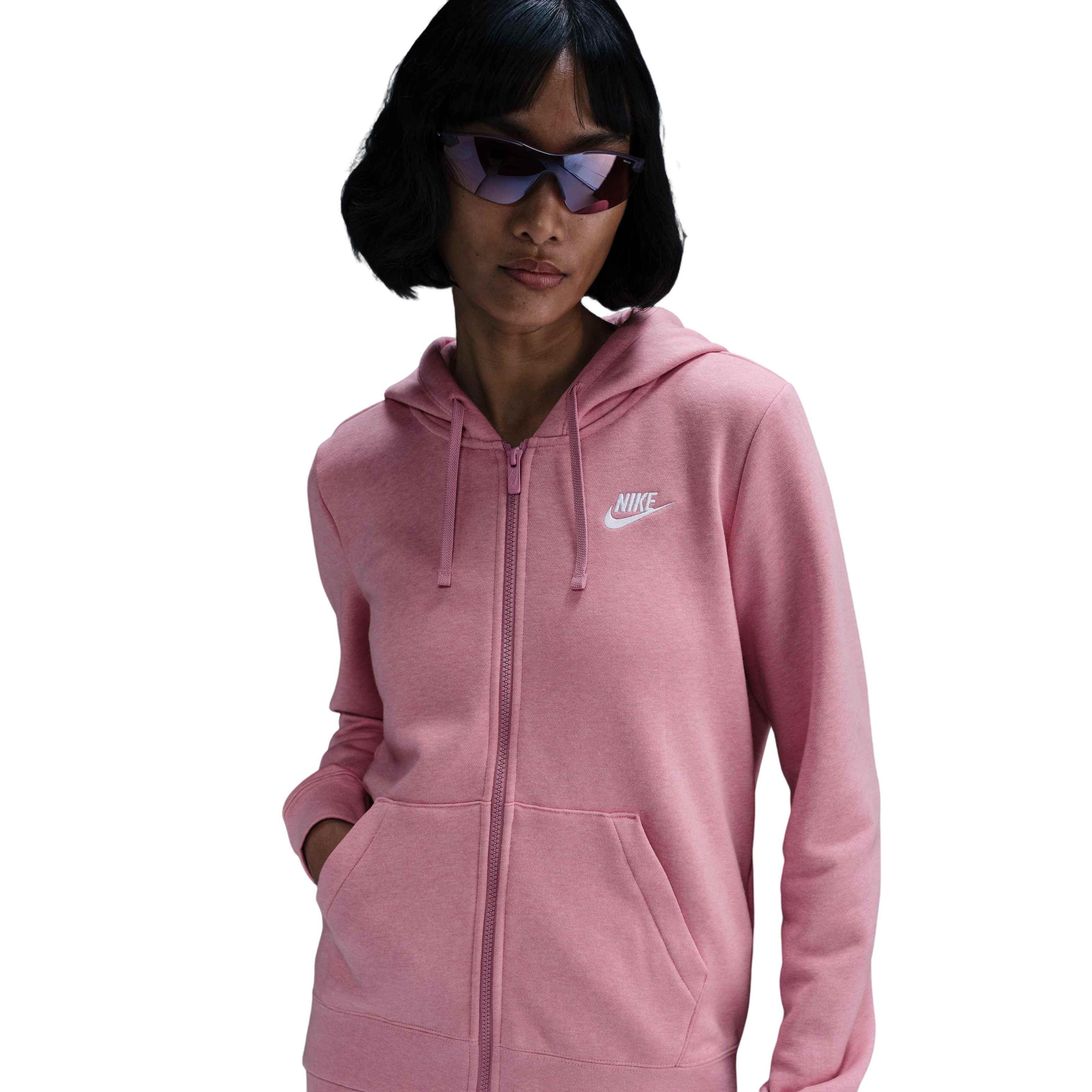 Nike Women's Sportswear Club Fleece Full-Zip Hooded Jacket - Pink - PINK Thumbnail View 6