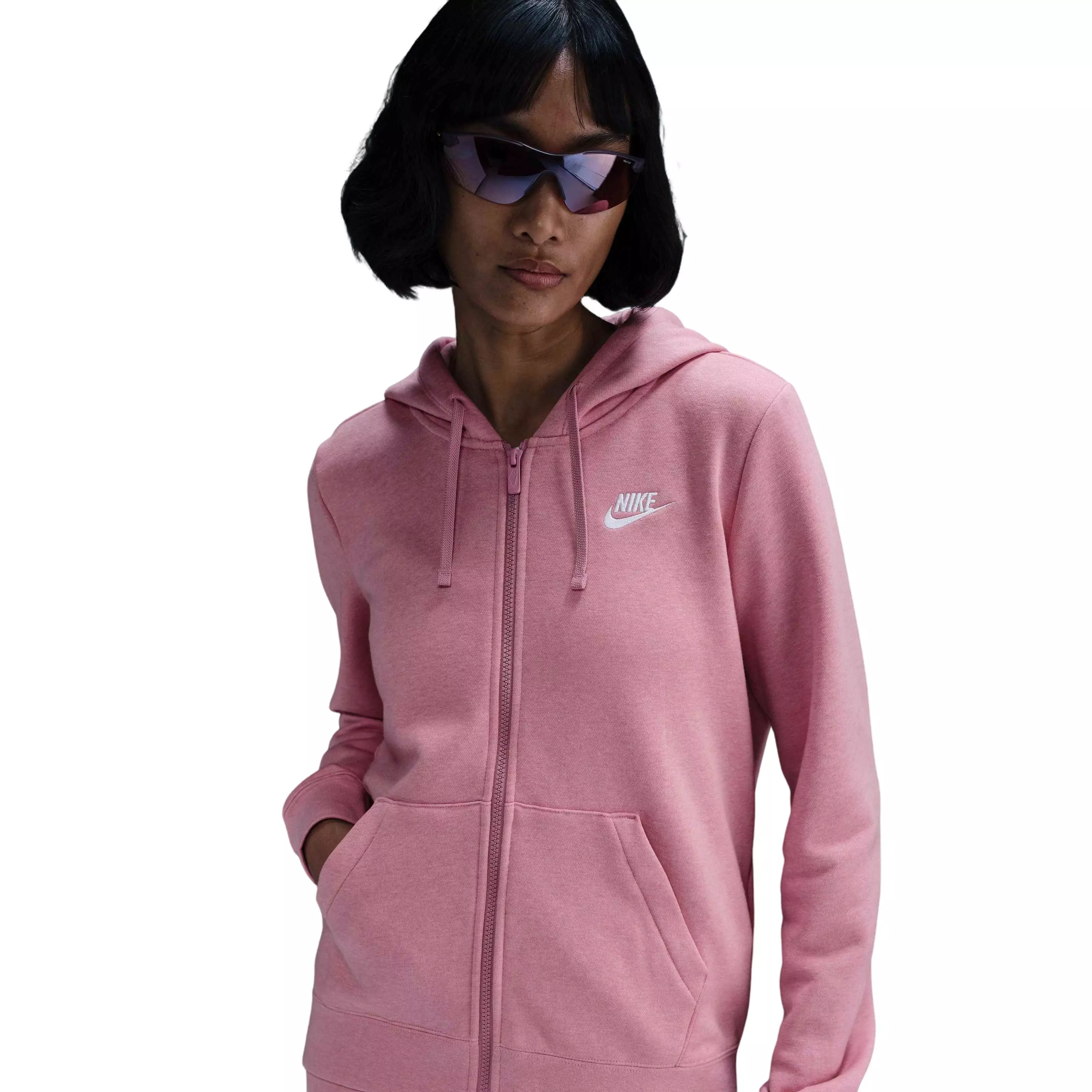 Nike Women's Sportswear Club Fleece Full-Zip Hooded Jacket - Pink - PINK