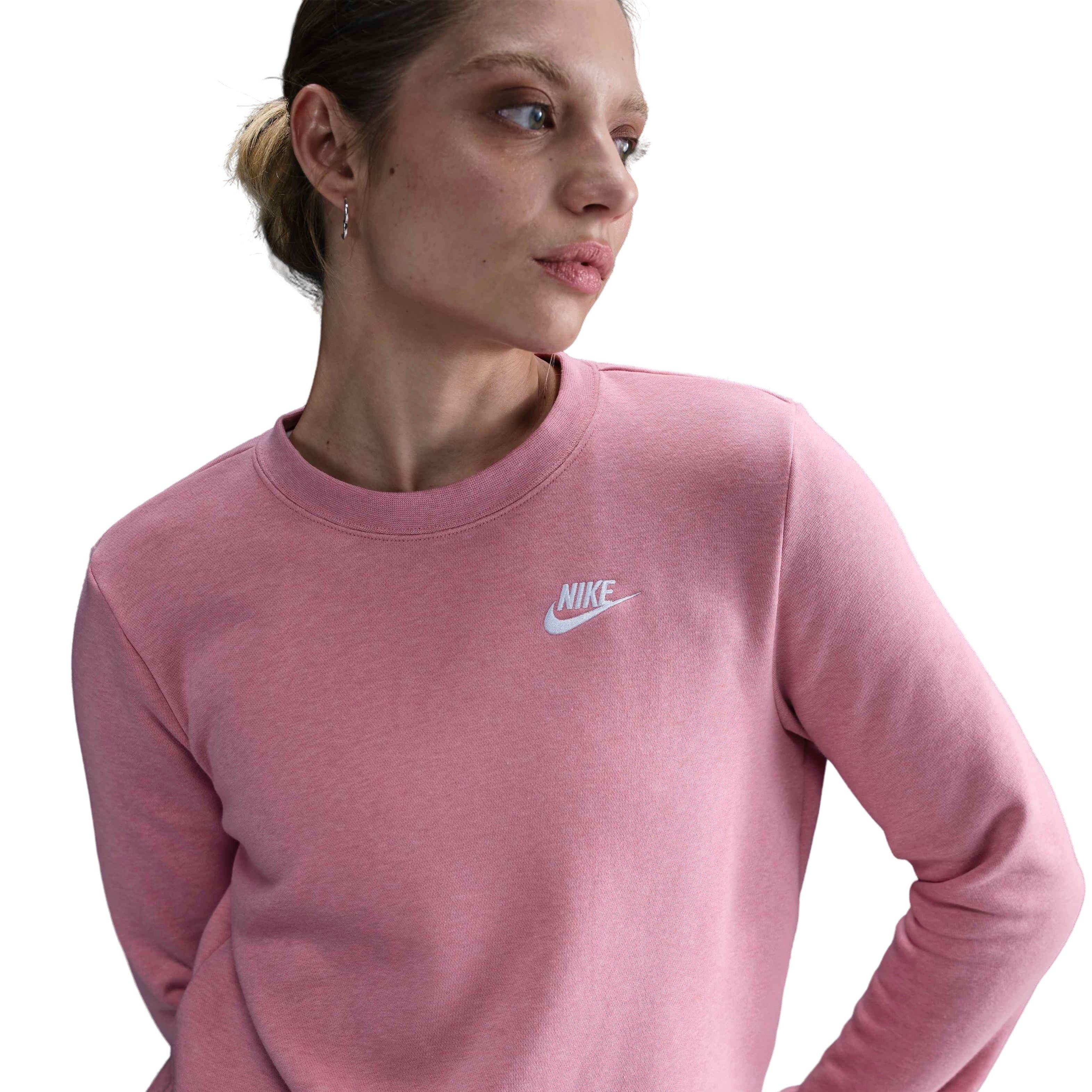 Nike Women's Sportswear Club Fleece ​Standard Crew-Neck Sweatshirt -Pink - PINK