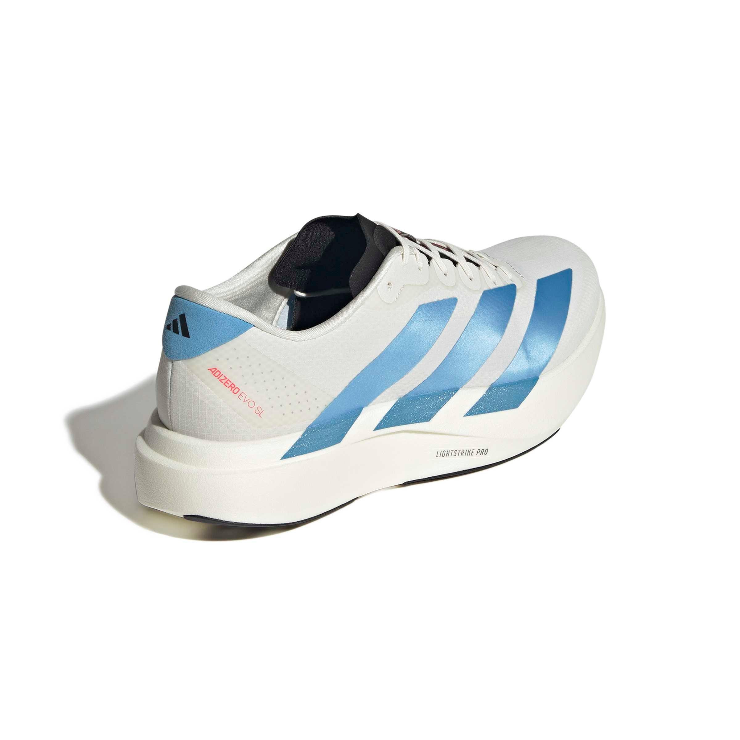 adidas Adizero EVO SL "Off White/Light Blue/Bright Red" Men's Running Shoe - OFF WHITE/LT BLUE/RED