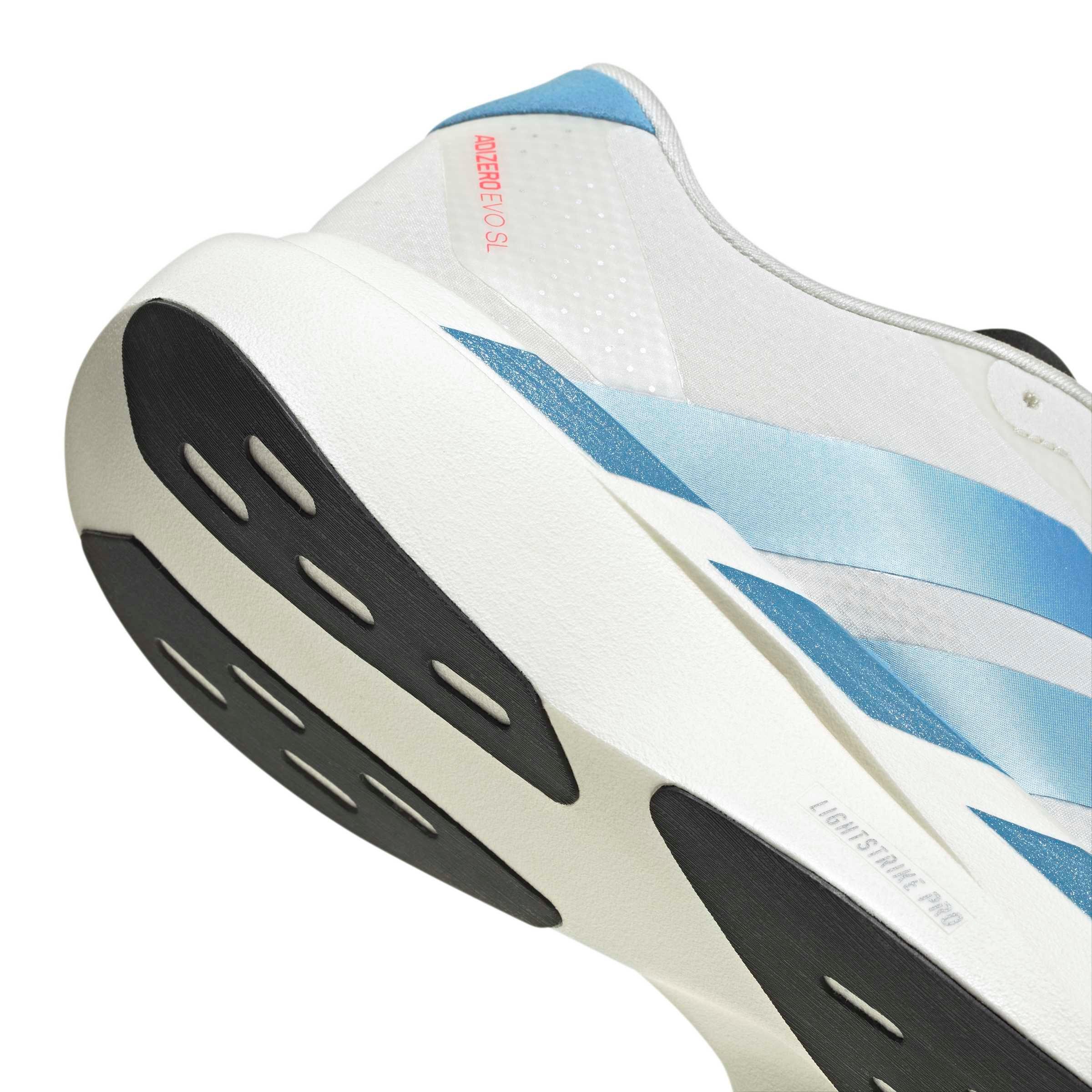 adidas Adizero EVO SL "Off White/Light Blue/Bright Red" Men's Running Shoe - OFF WHITE/LT BLUE/RED