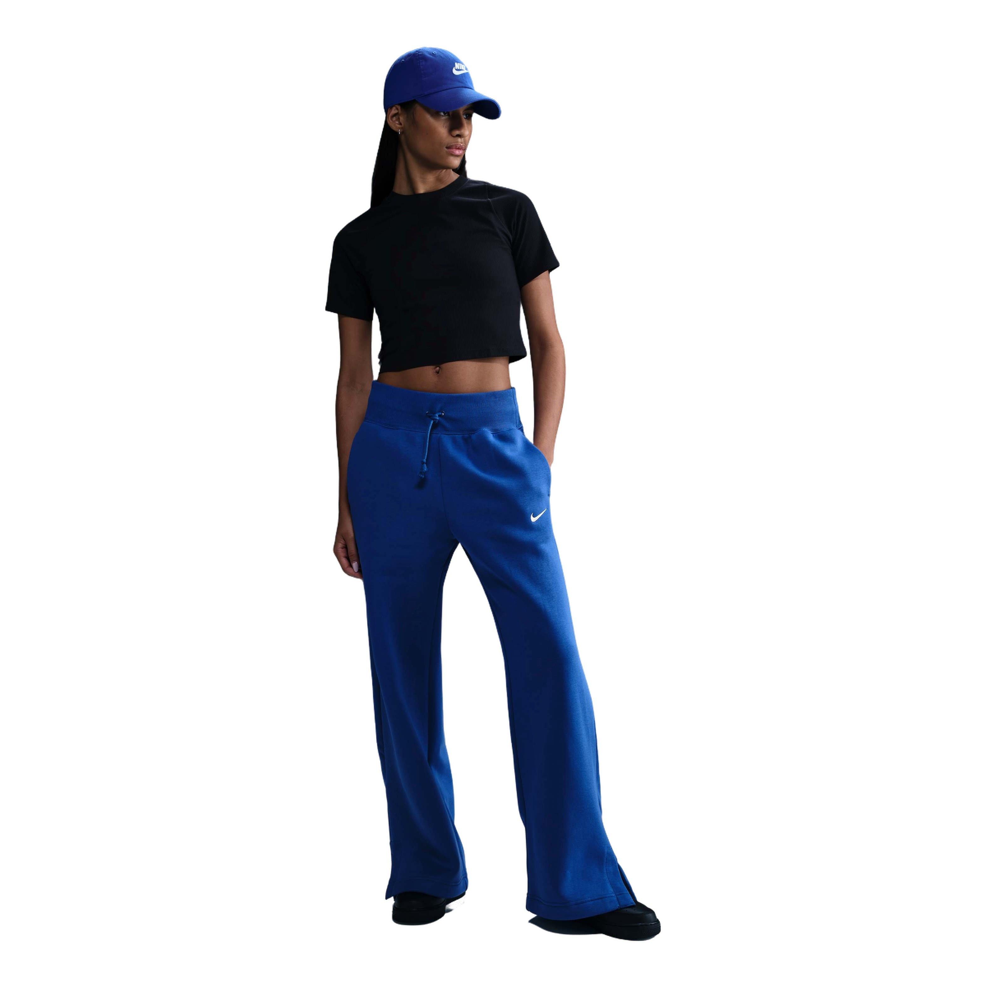 Nike Women's Sportswear Phoenix Fleece High-Waisted Wide-Leg Sweatpants - Blue - BLUE Thumbnail View 4