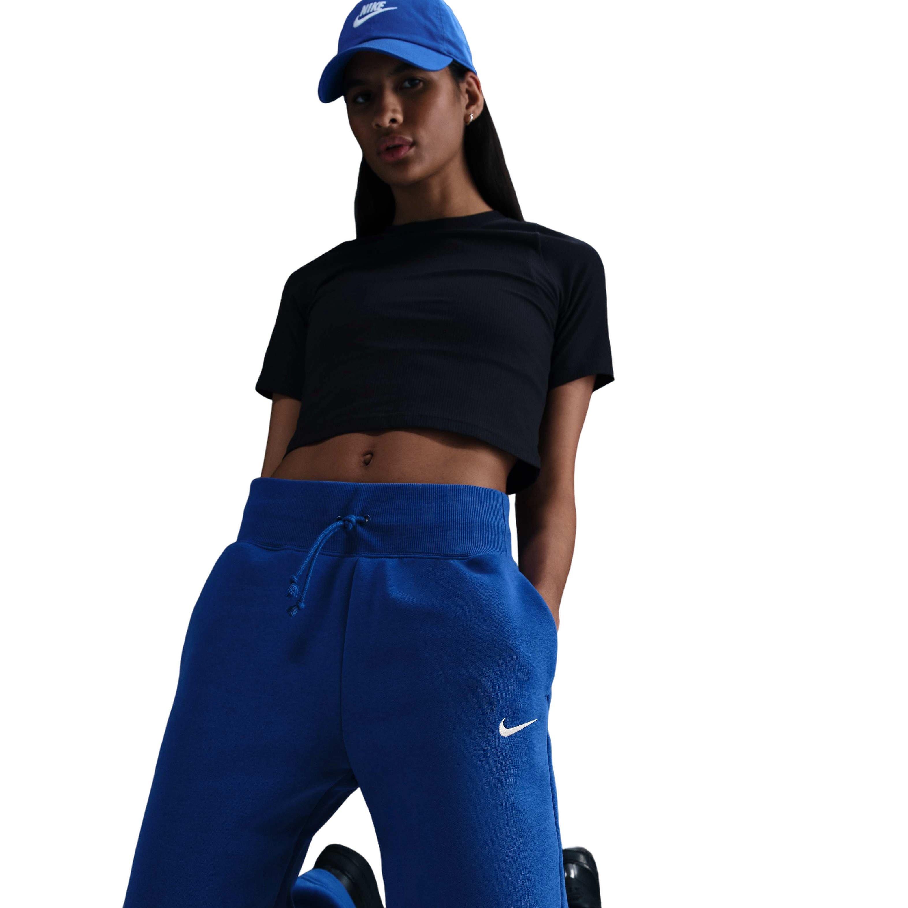 Nike Women's Sportswear Phoenix Fleece High-Waisted Wide-Leg Sweatpants - Blue - BLUE Thumbnail View 5