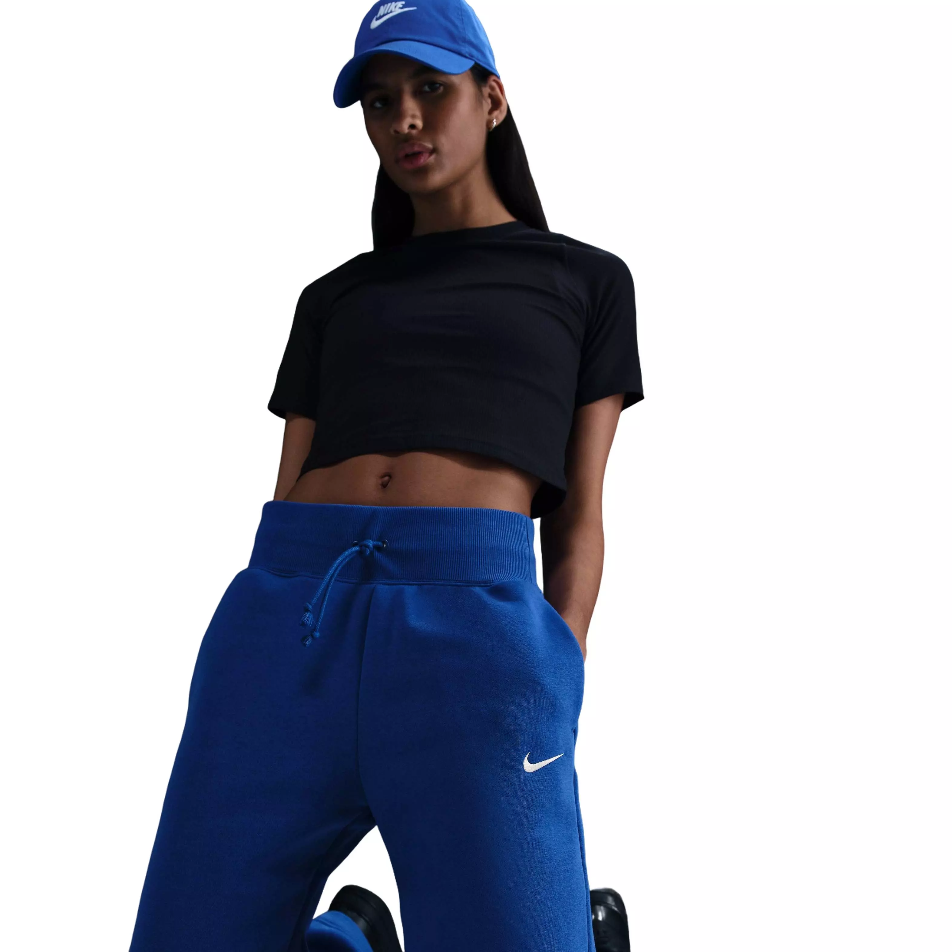 Nike Women's Sportswear Phoenix Fleece High-Waisted Wide-Leg Sweatpants - Blue - BLUE