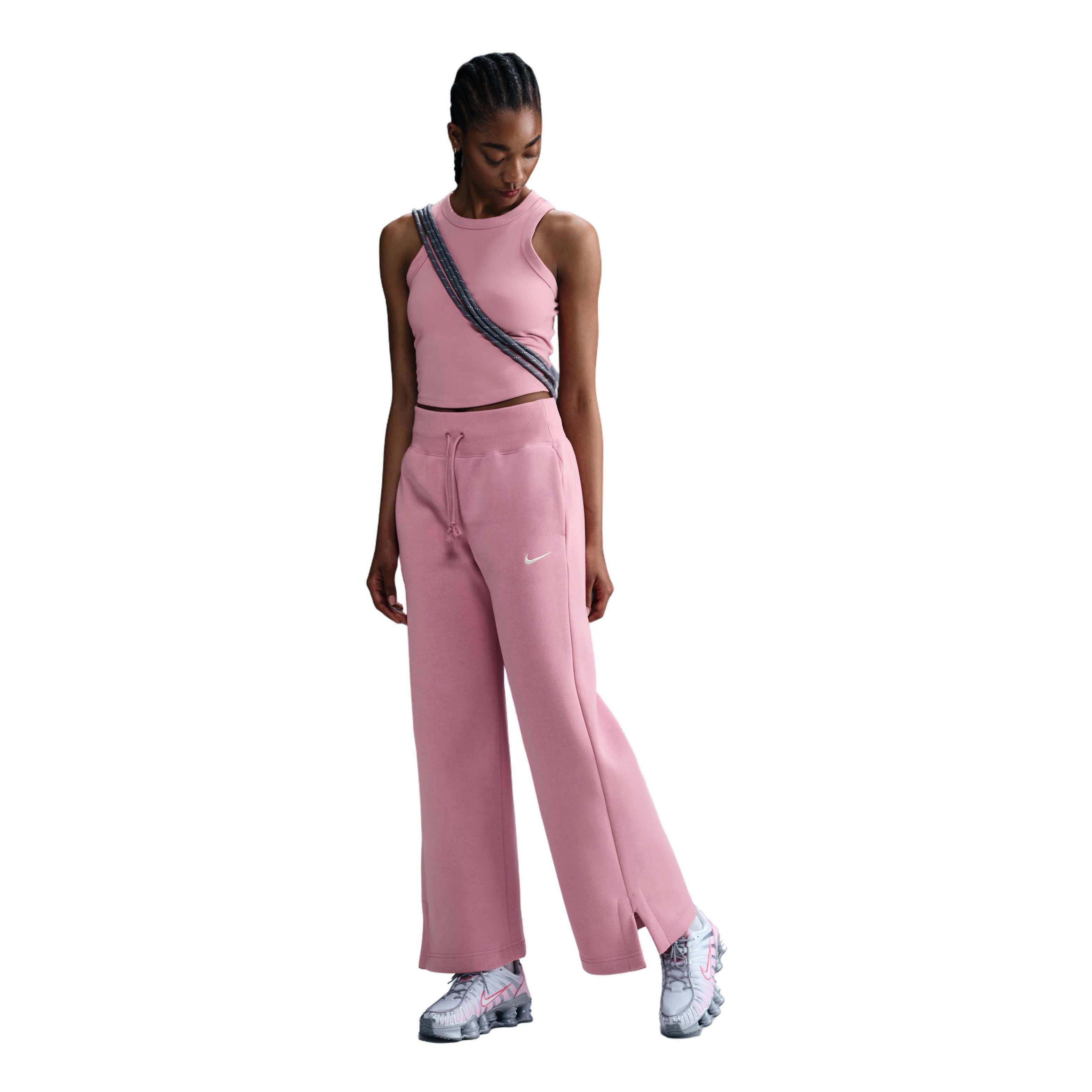 Nike Women's Sportswear Phoenix Fleece High-Waisted Wide-Leg Sweatpants - Pink - PINK Thumbnail View 3