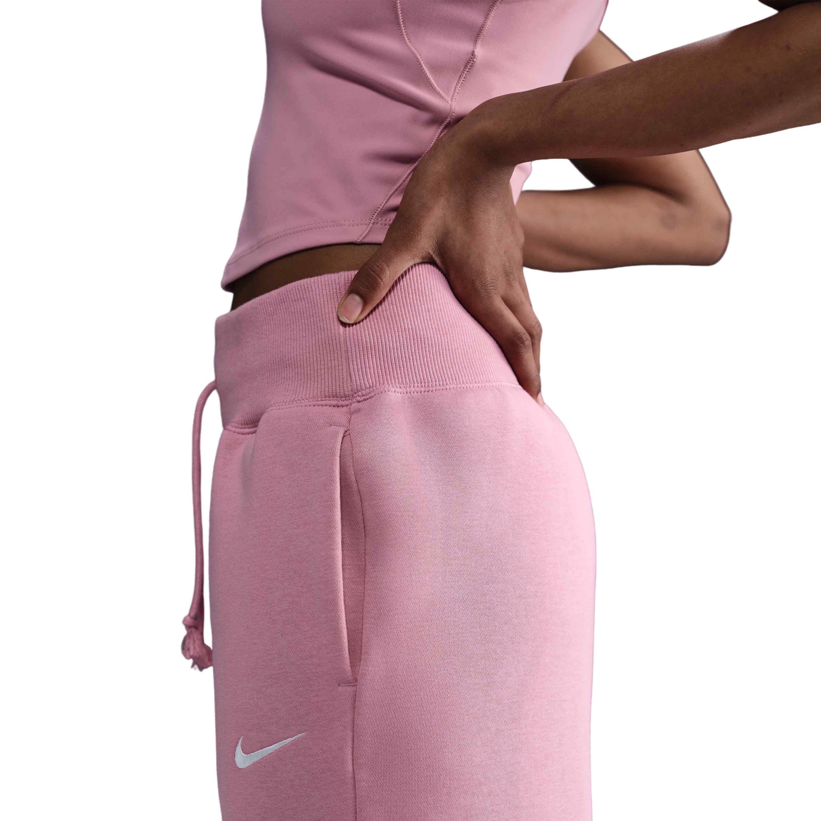 Nike Women's Sportswear Phoenix Fleece High-Waisted Wide-Leg Sweatpants - Pink - PINK Thumbnail View 5