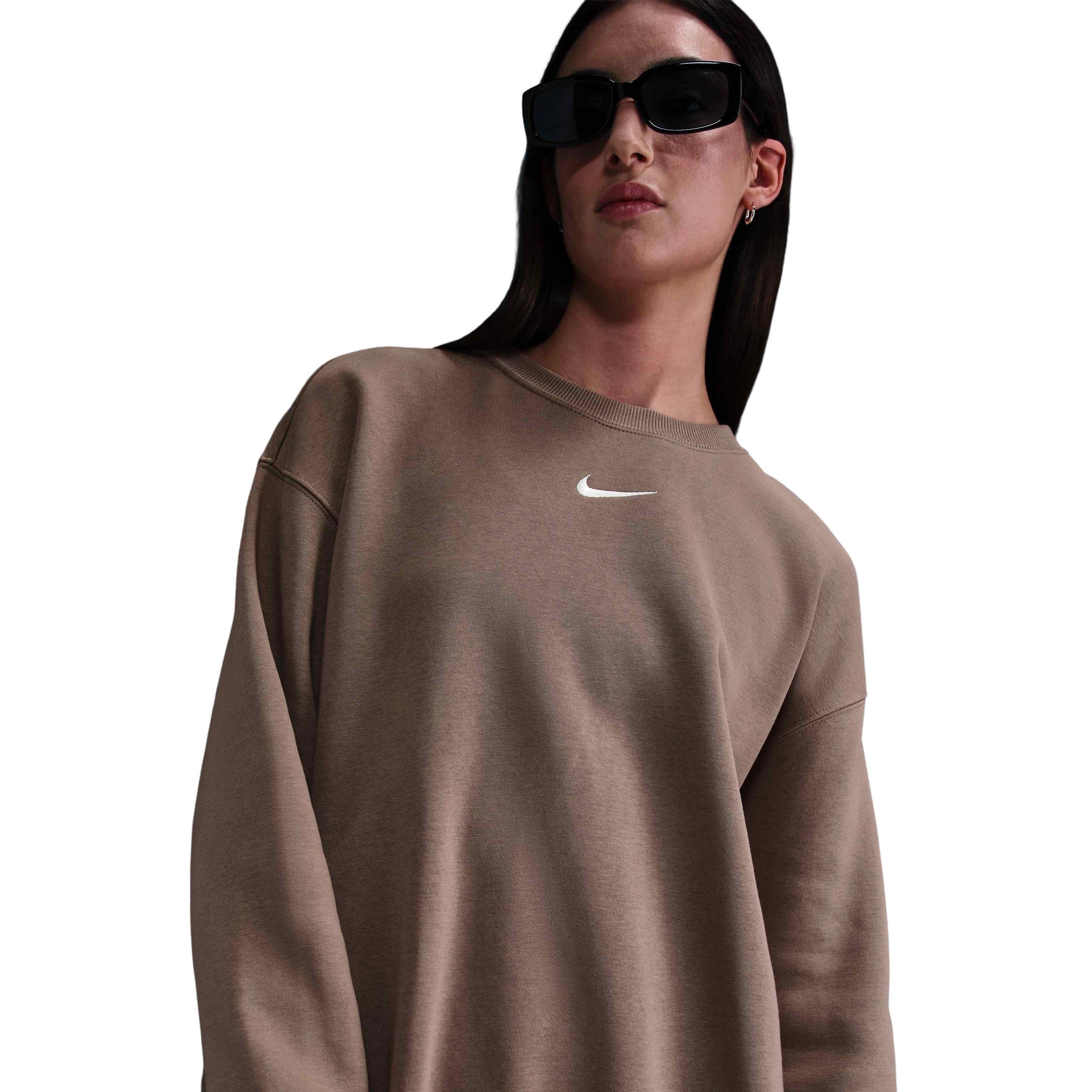 Nike Women's Sportswear Phoenix Fleece Oversized Crewneck Sweatshirt - Brown - BROWN