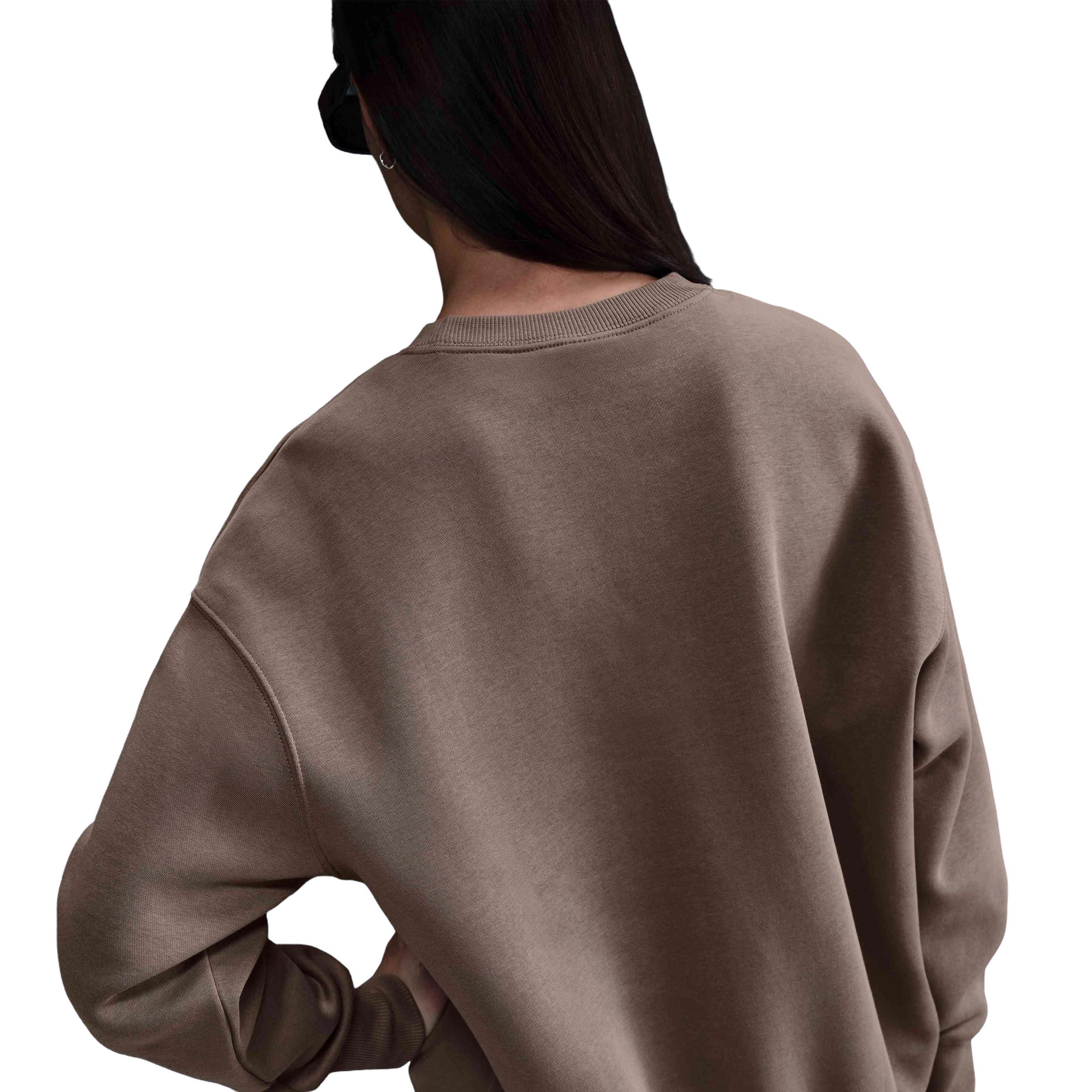 Nike Women's Sportswear Phoenix Fleece Oversized Crewneck Sweatshirt - Brown - BROWN Thumbnail View 2