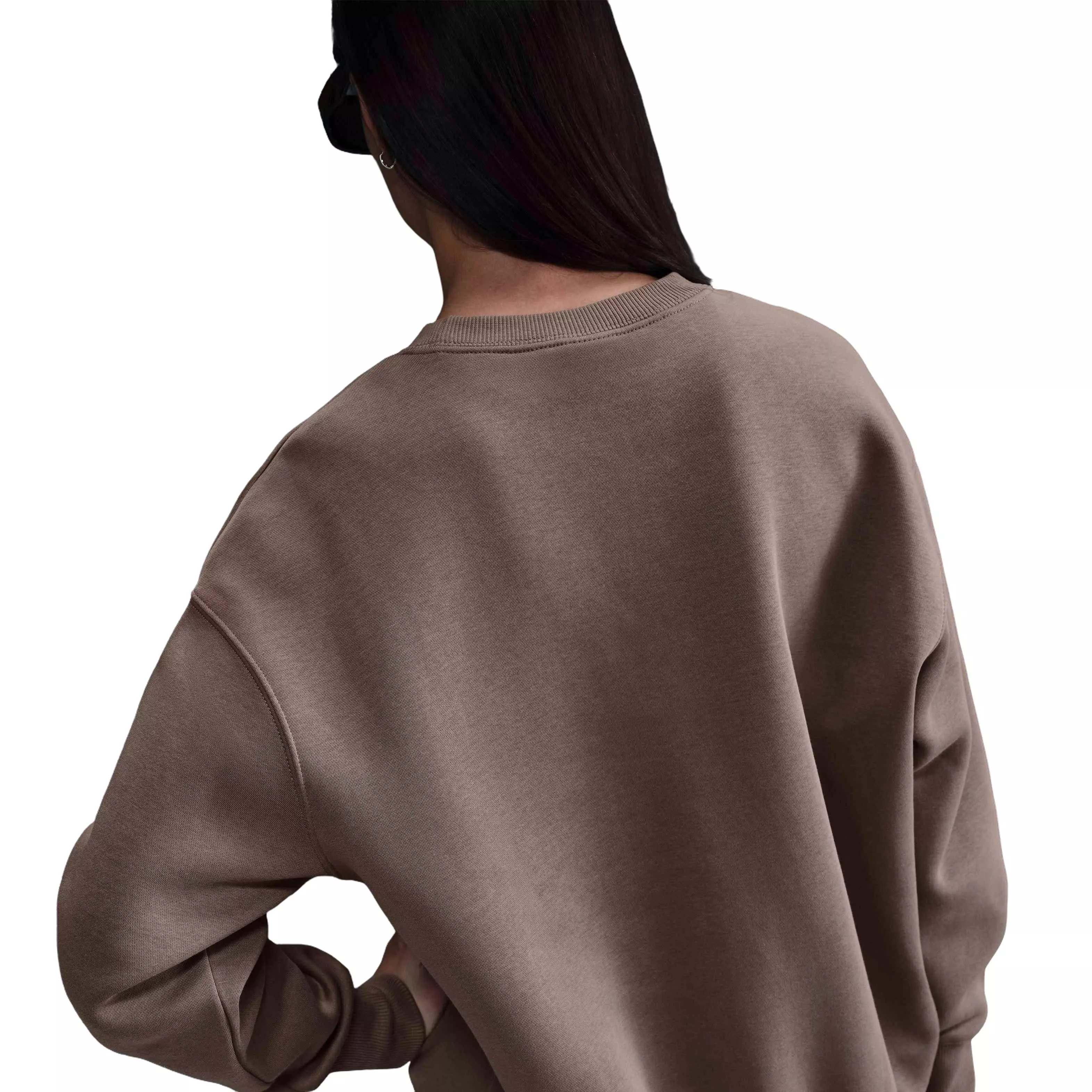 Nike Women's Sportswear Phoenix Fleece Oversized Crewneck Sweatshirt - Brown - BROWN