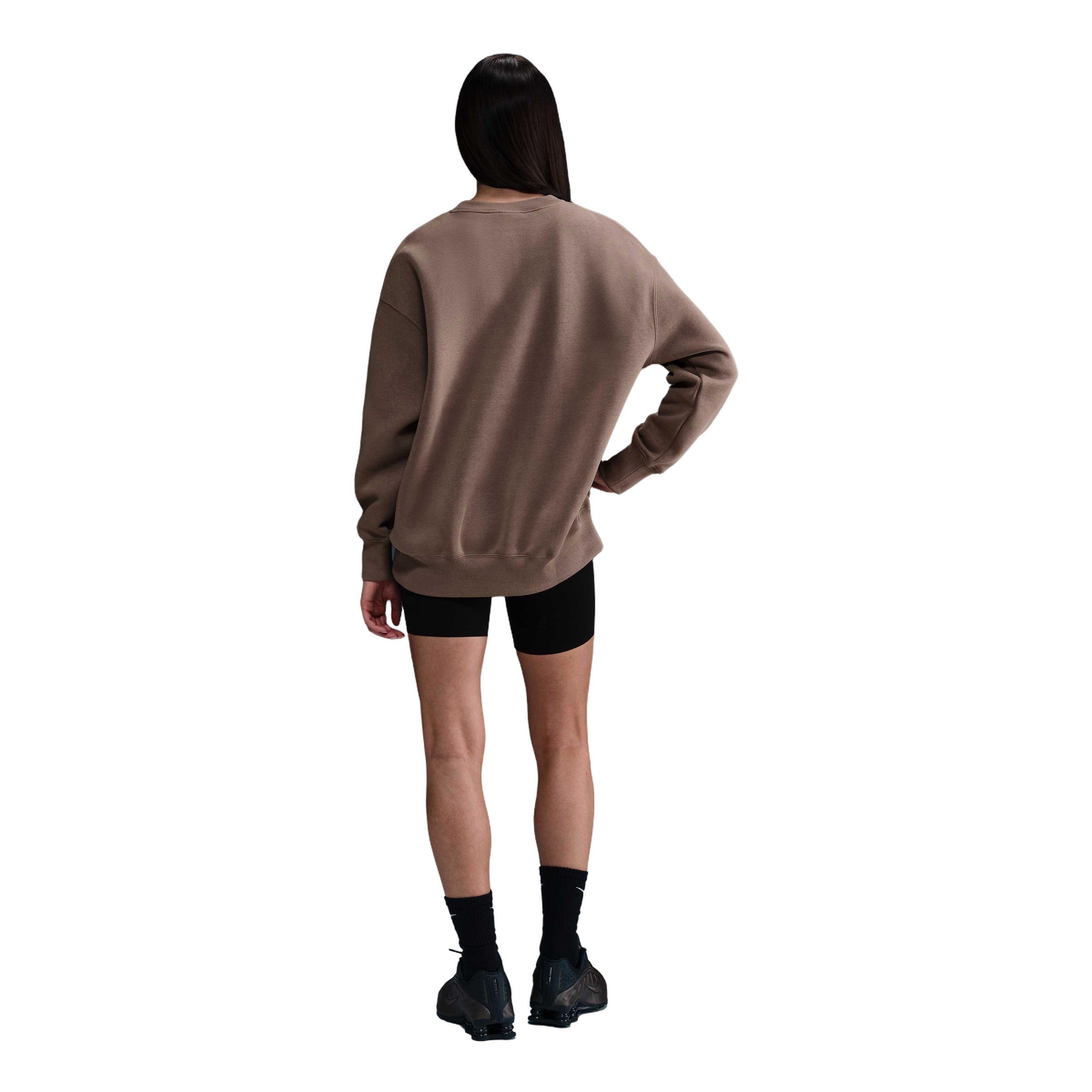 Nike Women's Sportswear Phoenix Fleece Oversized Crewneck Sweatshirt - Brown - BROWN Thumbnail View 5