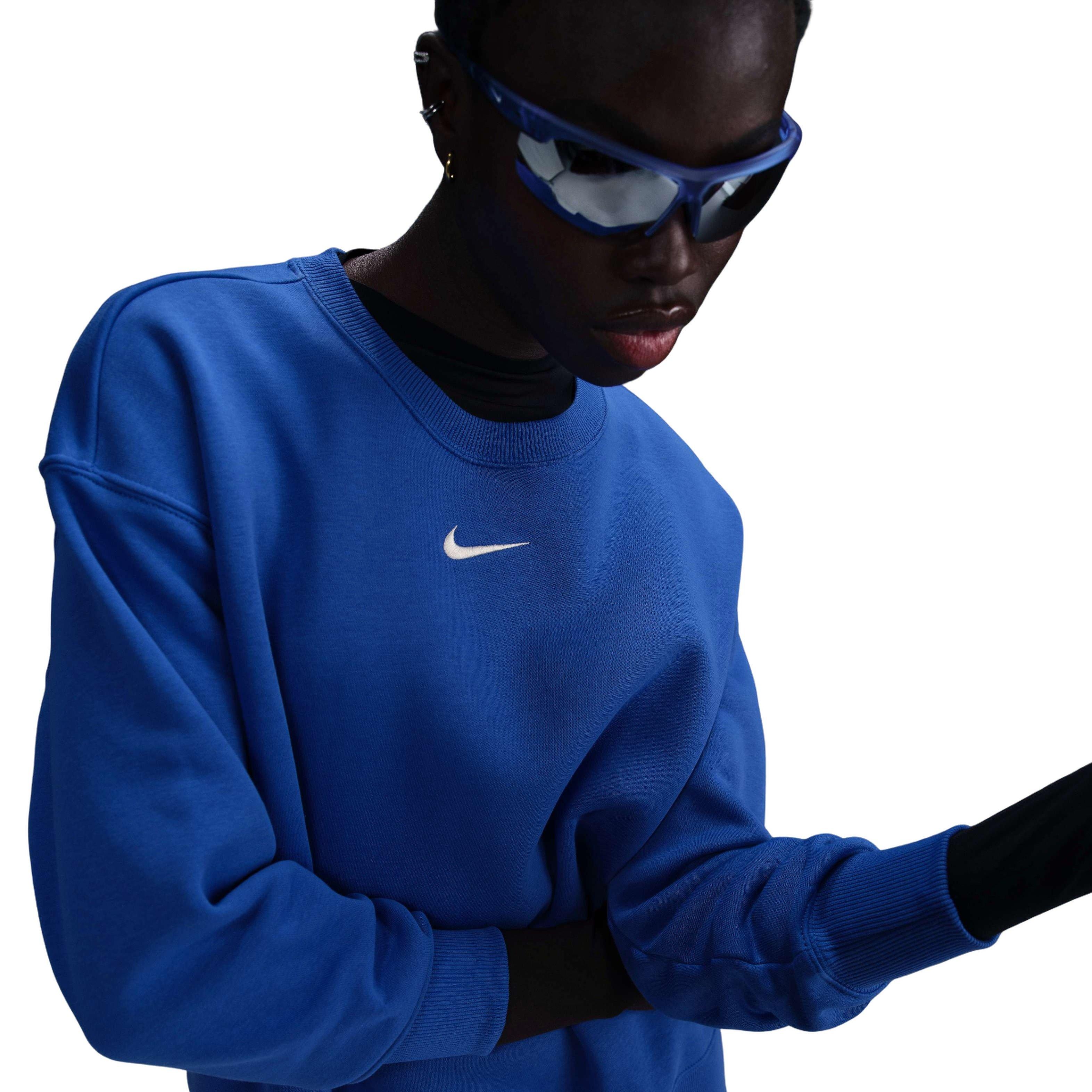Nike Women's Sportswear Phoenix Fleece Oversized Crewneck Sweatshirt - Blue - BLUE Thumbnail View 3