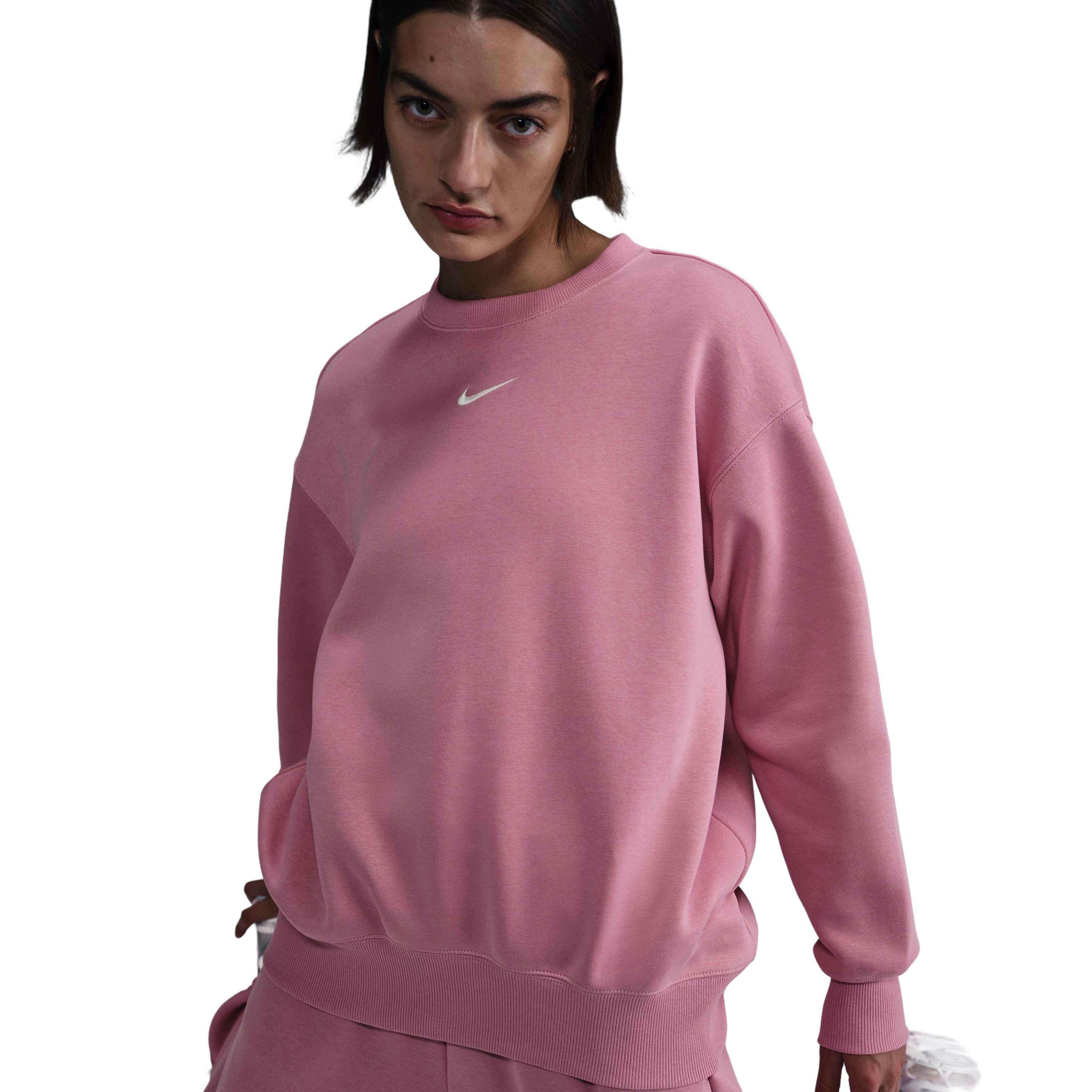 Nike Women's Sportswear Phoenix Fleece Oversized Crewneck Sweatshirt - Pink - PINK Thumbnail View 3