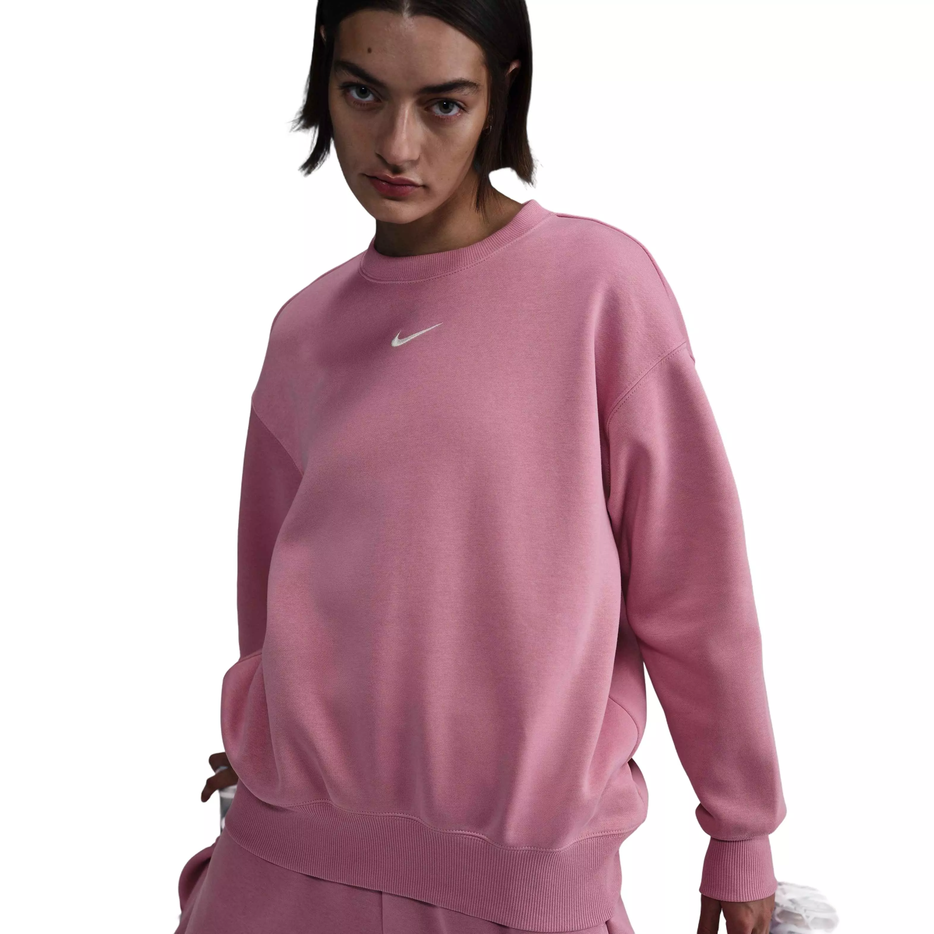 Nike Women's Sportswear Phoenix Fleece Oversized Crewneck Sweatshirt - Pink - PINK