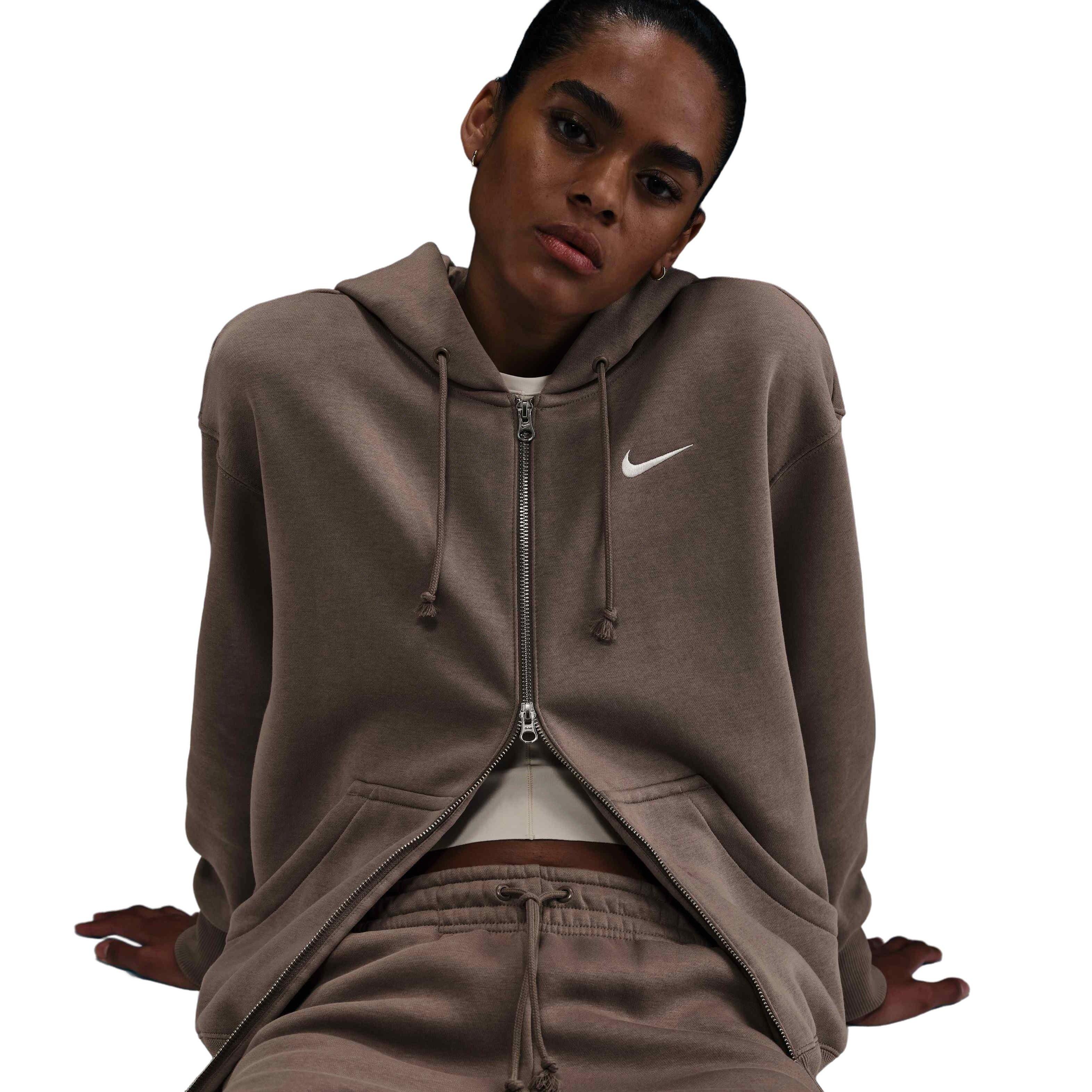 Nike Sportswear Phoenix Fleece Oversized Women's Brown Full-Zip Hooded Jacket