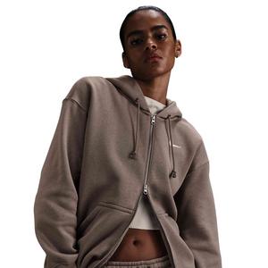 Nike Women's Sportswear Phoenix Fleece Oversized Full-Zip Hooded Jacket - Brown