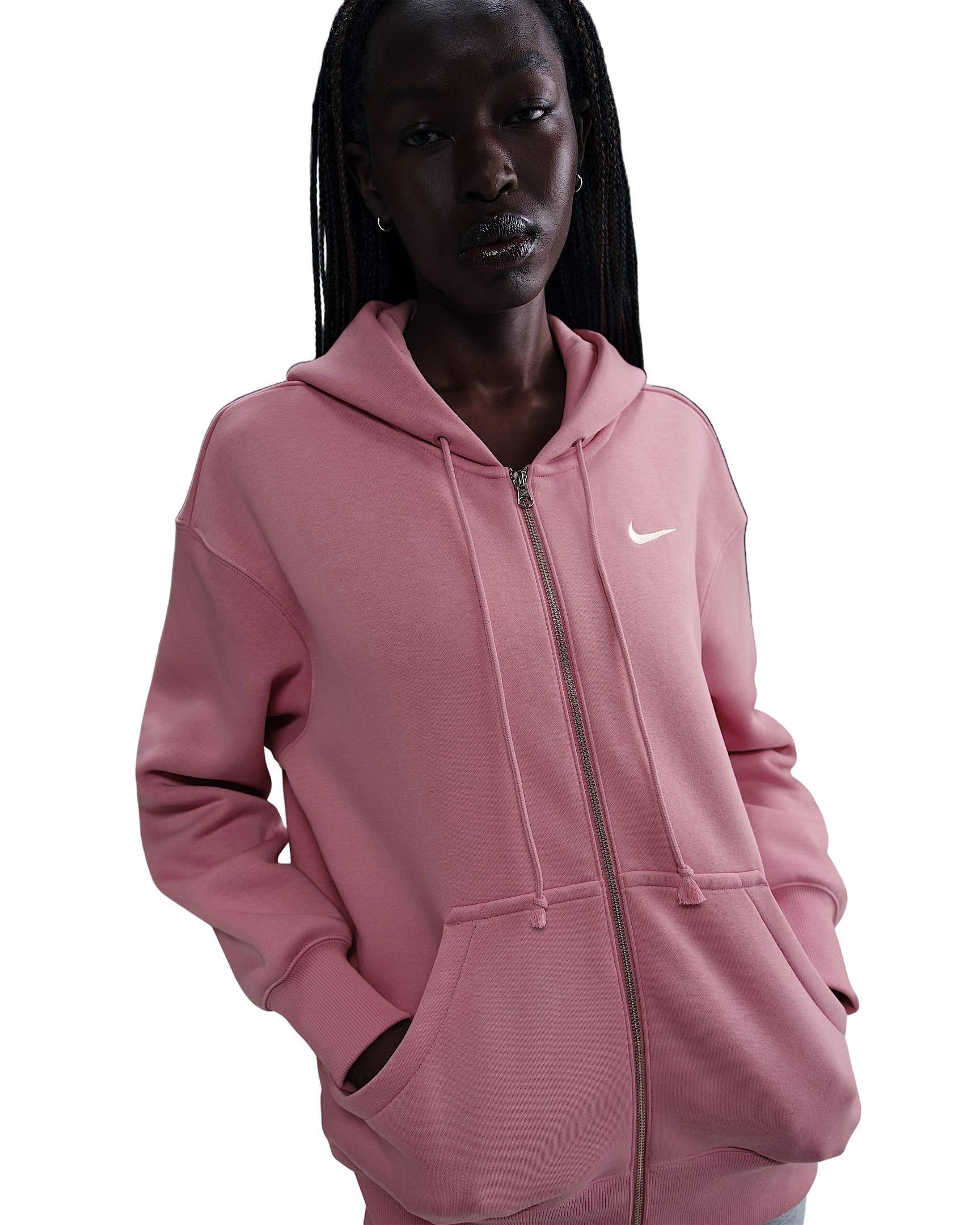 Nike Women's Sportswear Phoenix Fleece Oversized Full-Zip Hooded Jacket - Pink - PINK