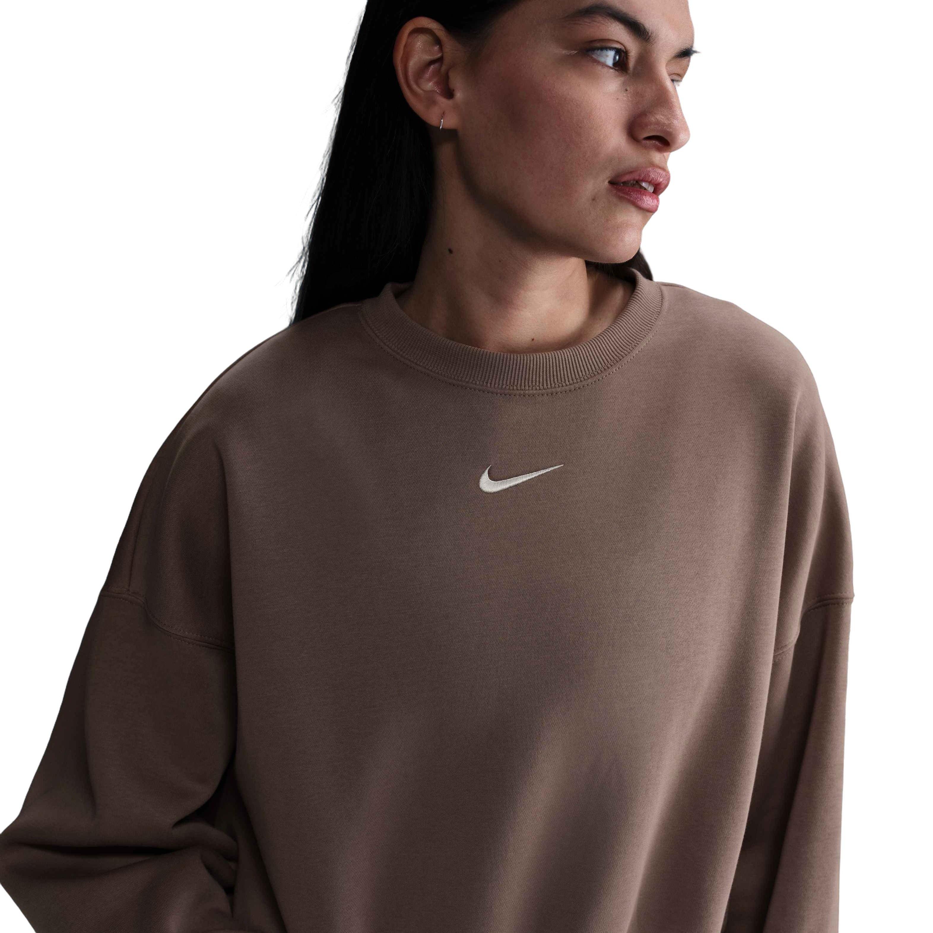 Nike Women's Sportswear Phoenix Fleece Over-Oversized Crewneck Sweatshirt - Brown - BROWN Thumbnail View 1