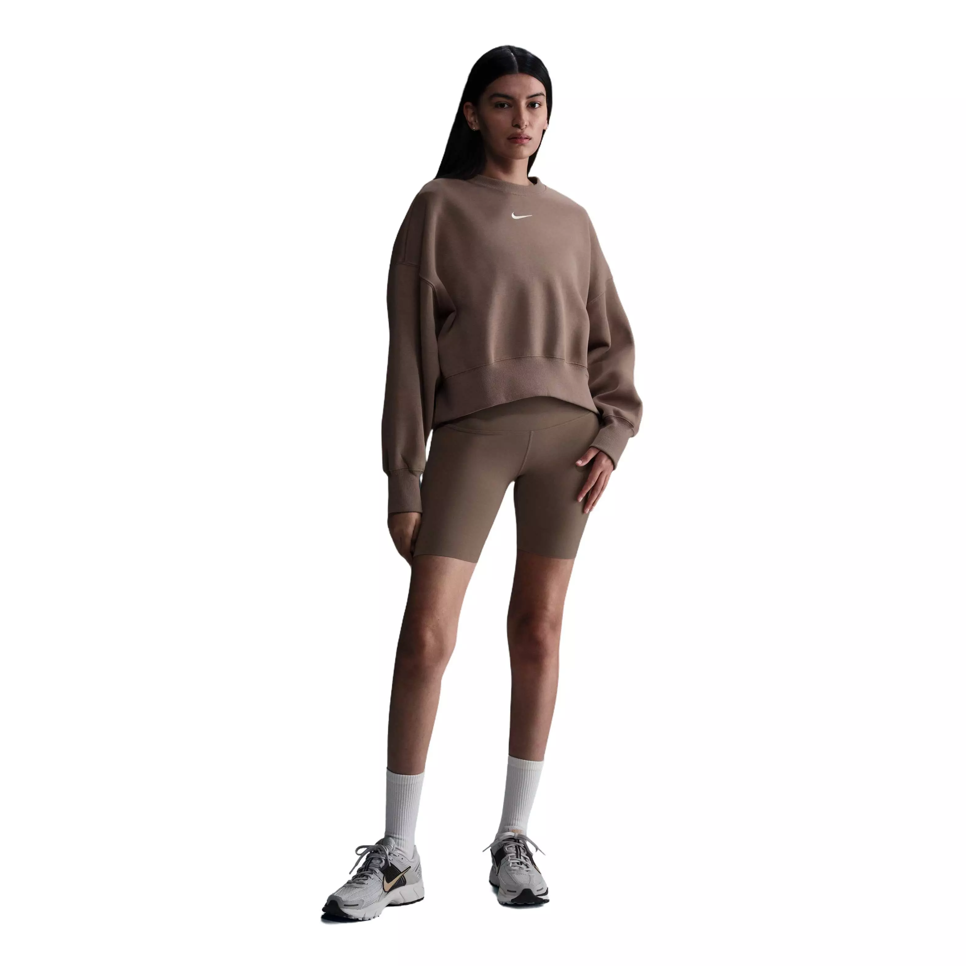 Nike Women's Sportswear Phoenix Fleece Over-Oversized Crewneck Sweatshirt - Brown - BROWN