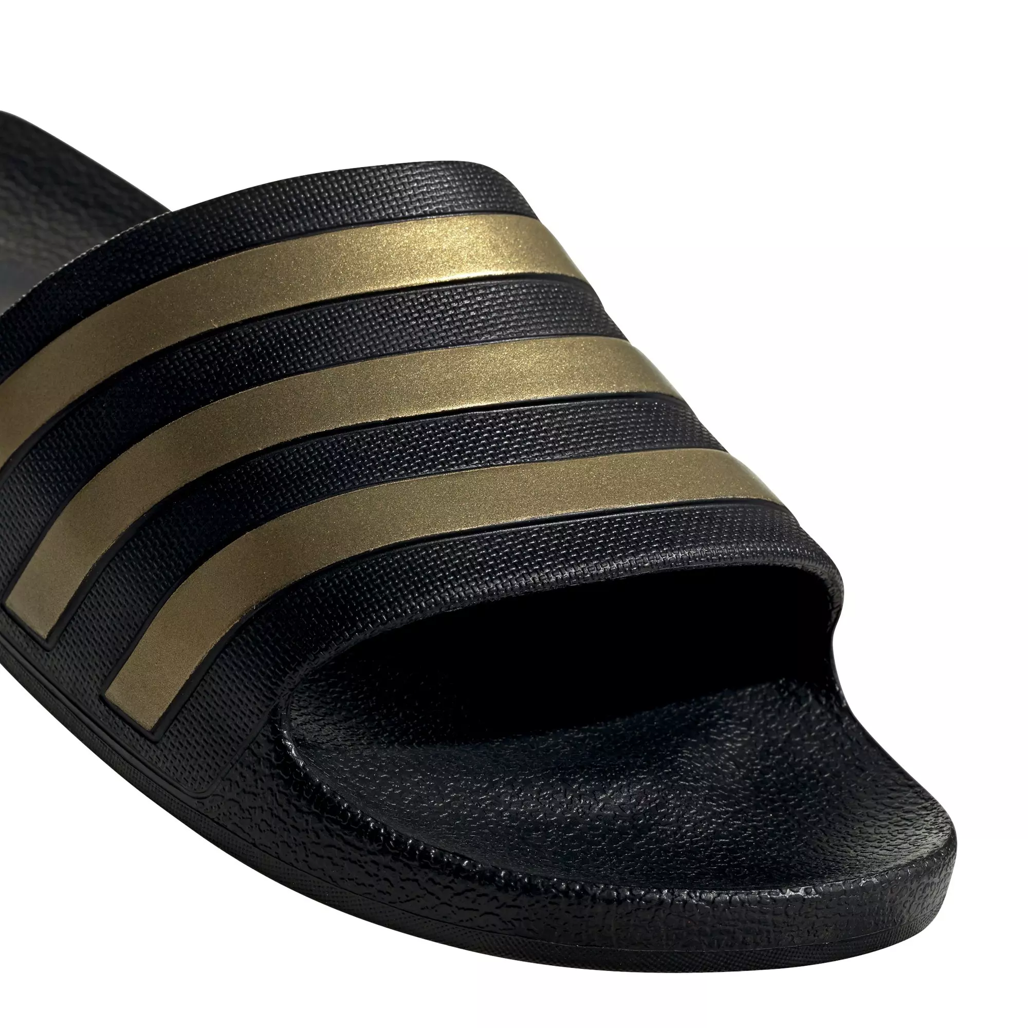 adidas Adilette Aqua "Core Black/Gold Metallic" Unisex Slide - BLACK/GOLD