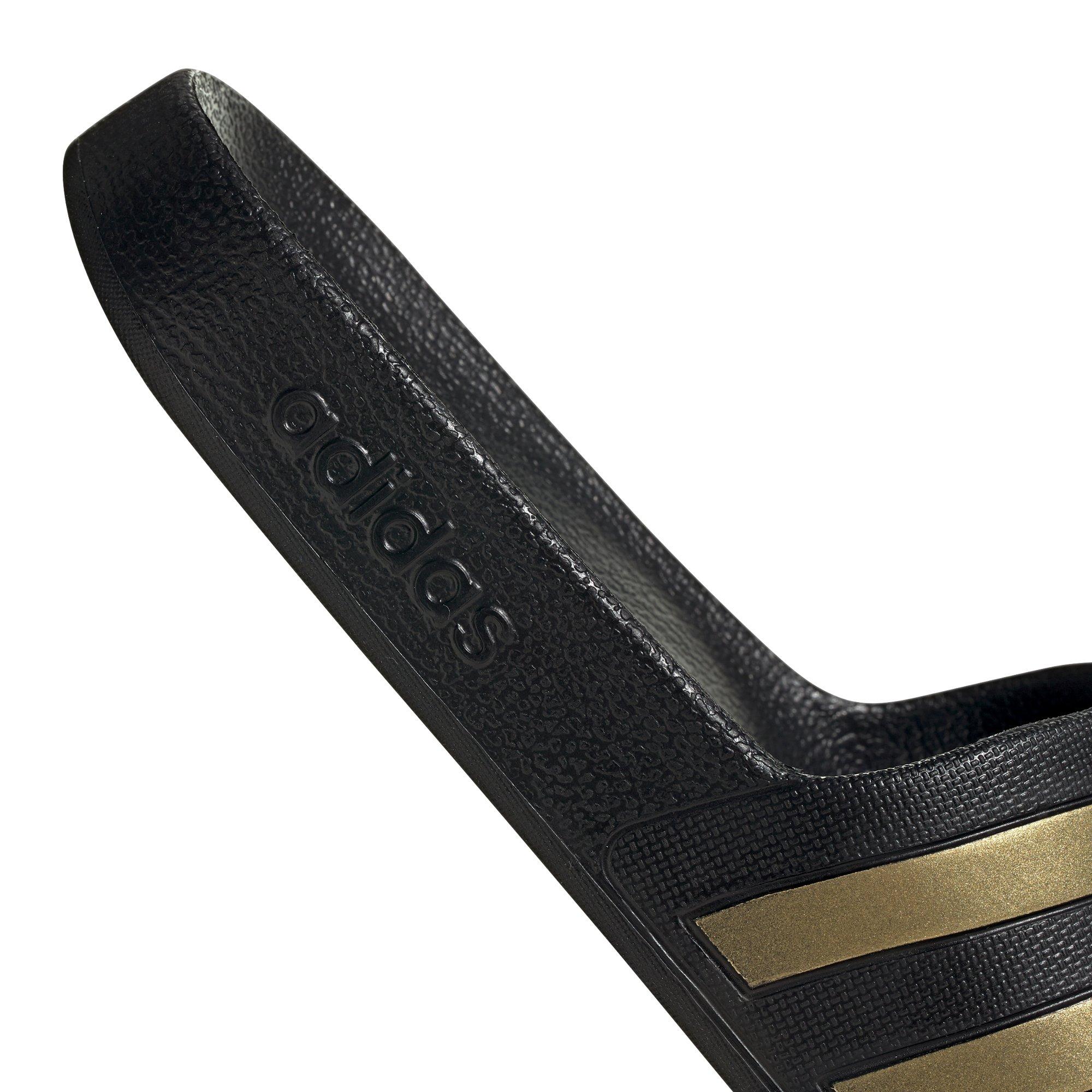 adidas Adilette Aqua "Core Black/Gold Metallic" Unisex Slide - BLACK/GOLD Thumbnail View 5