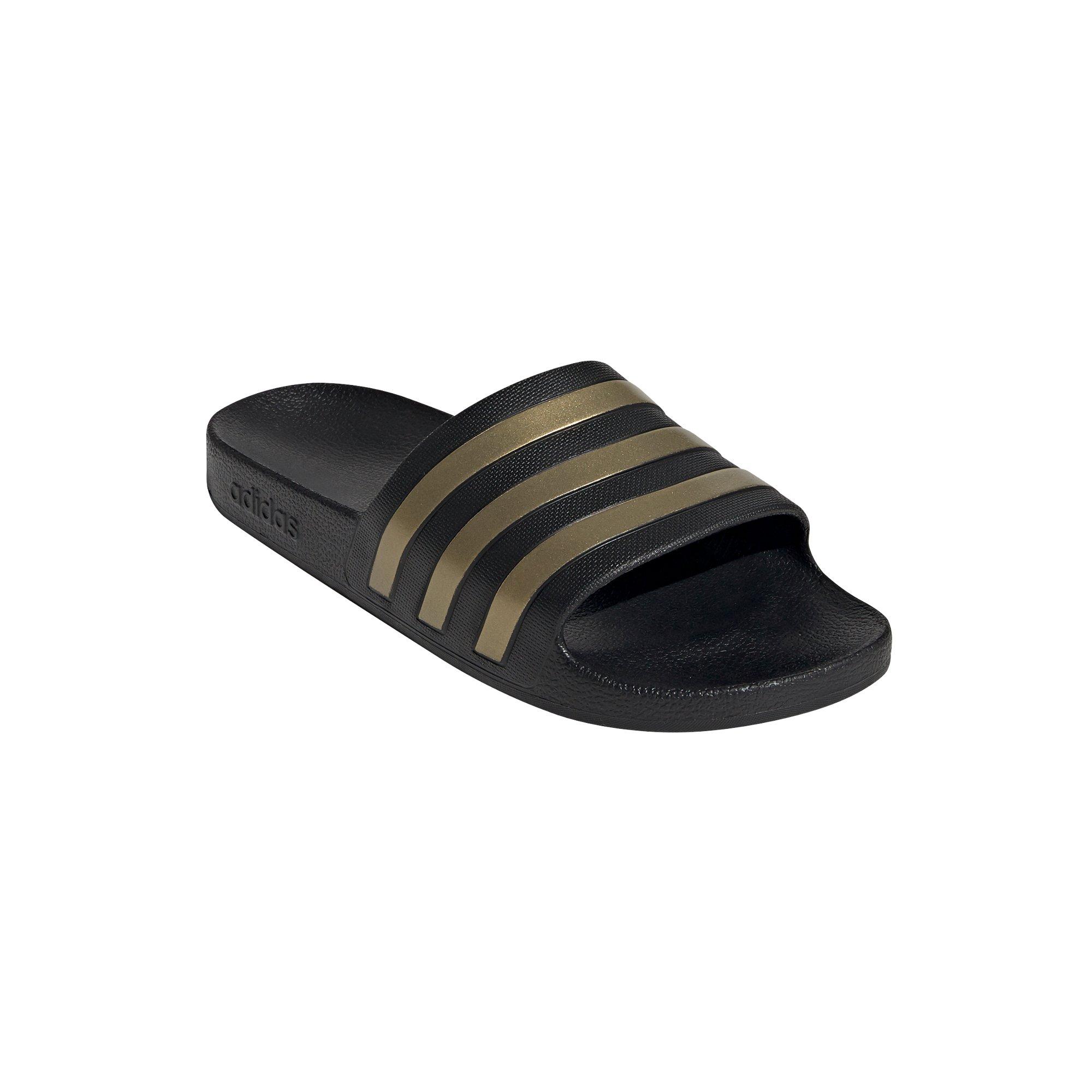 adidas Adilette Aqua "Core Black/Gold Metallic" Unisex Slide - BLACK/GOLD Thumbnail View 7