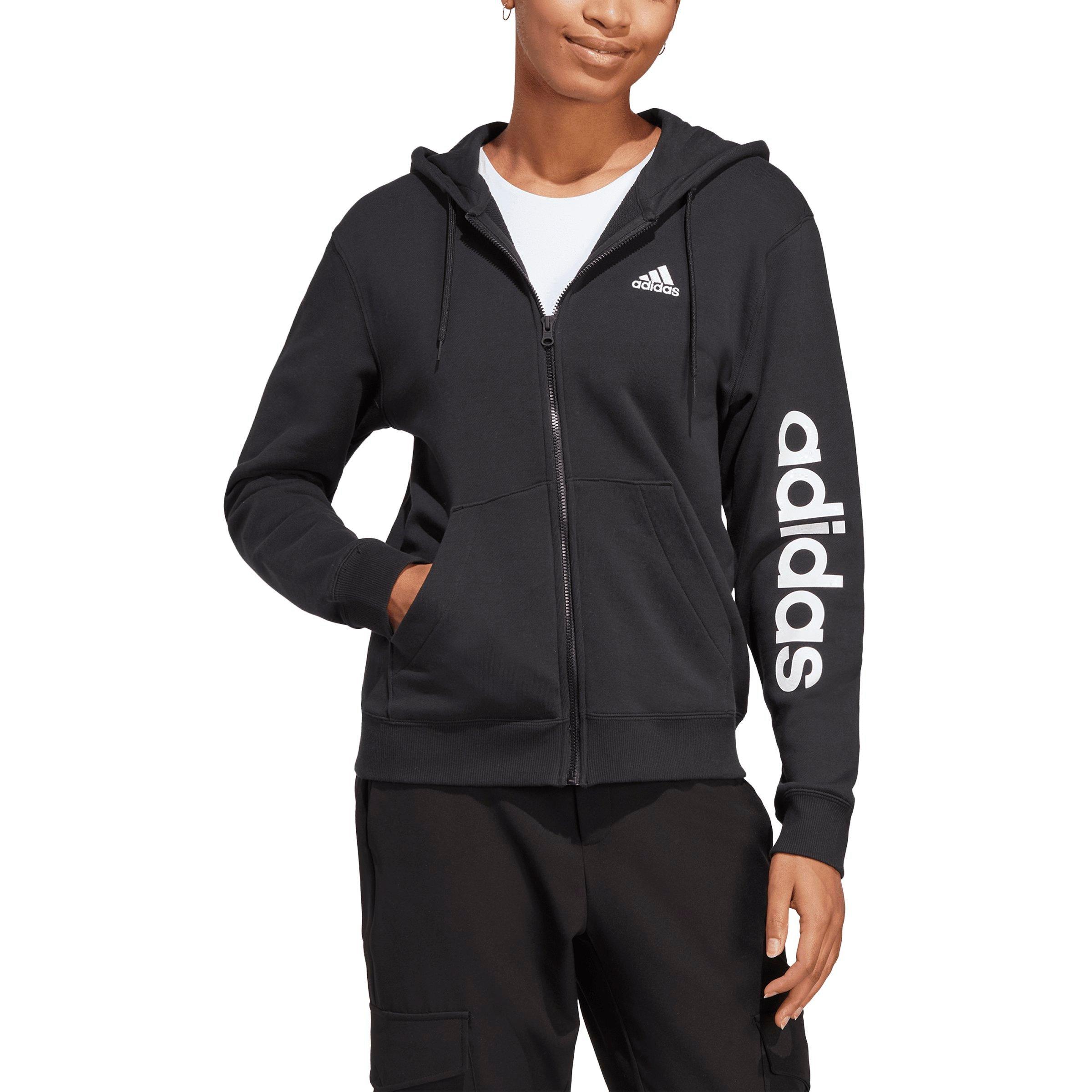 adidas Women s Essentials Linear Full Zip Jacket Black Hibbett