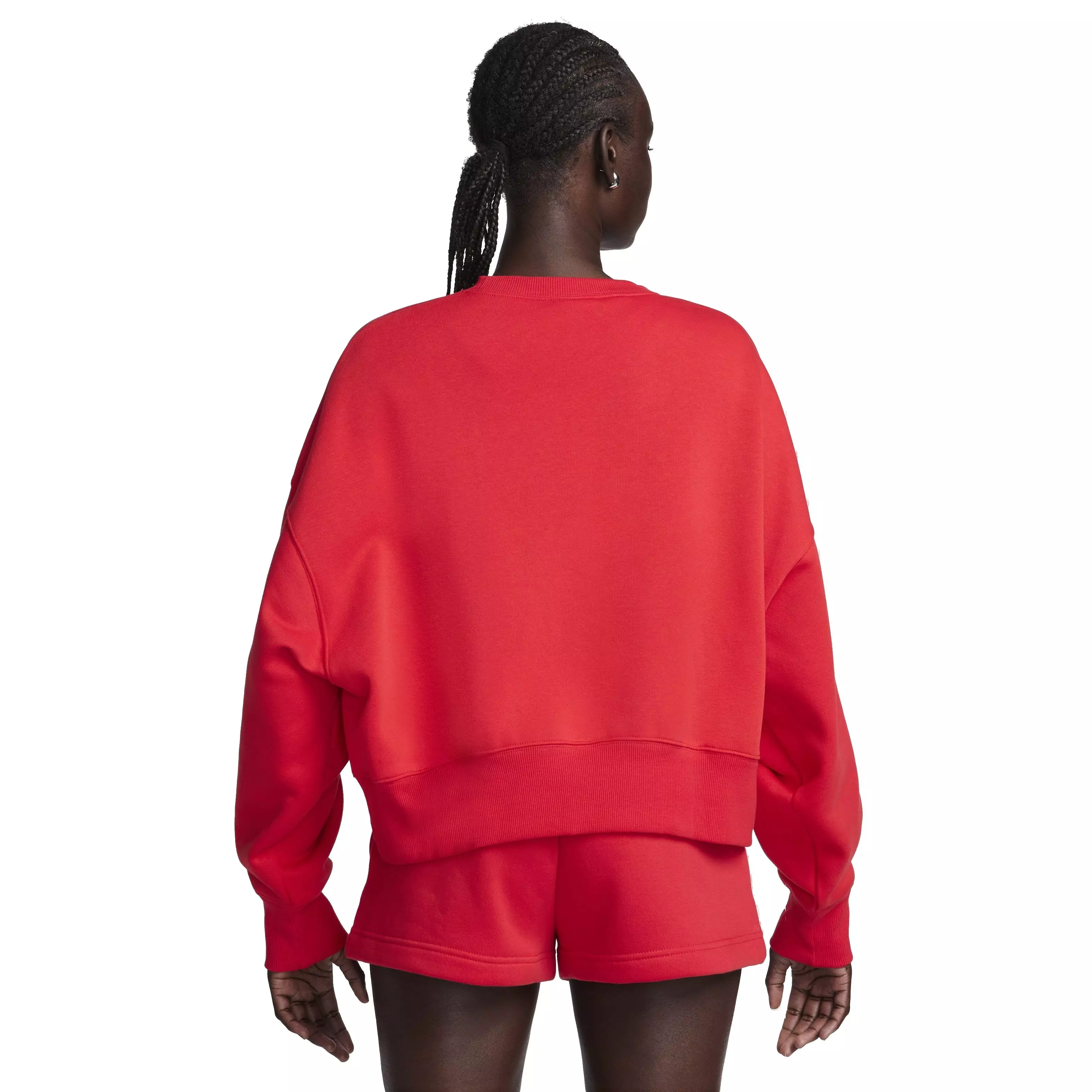 Nike Women's Sportswear Phoenix Fleece O​ver-Oversized Crew-Neck Sweatshirt -Red​ - RED