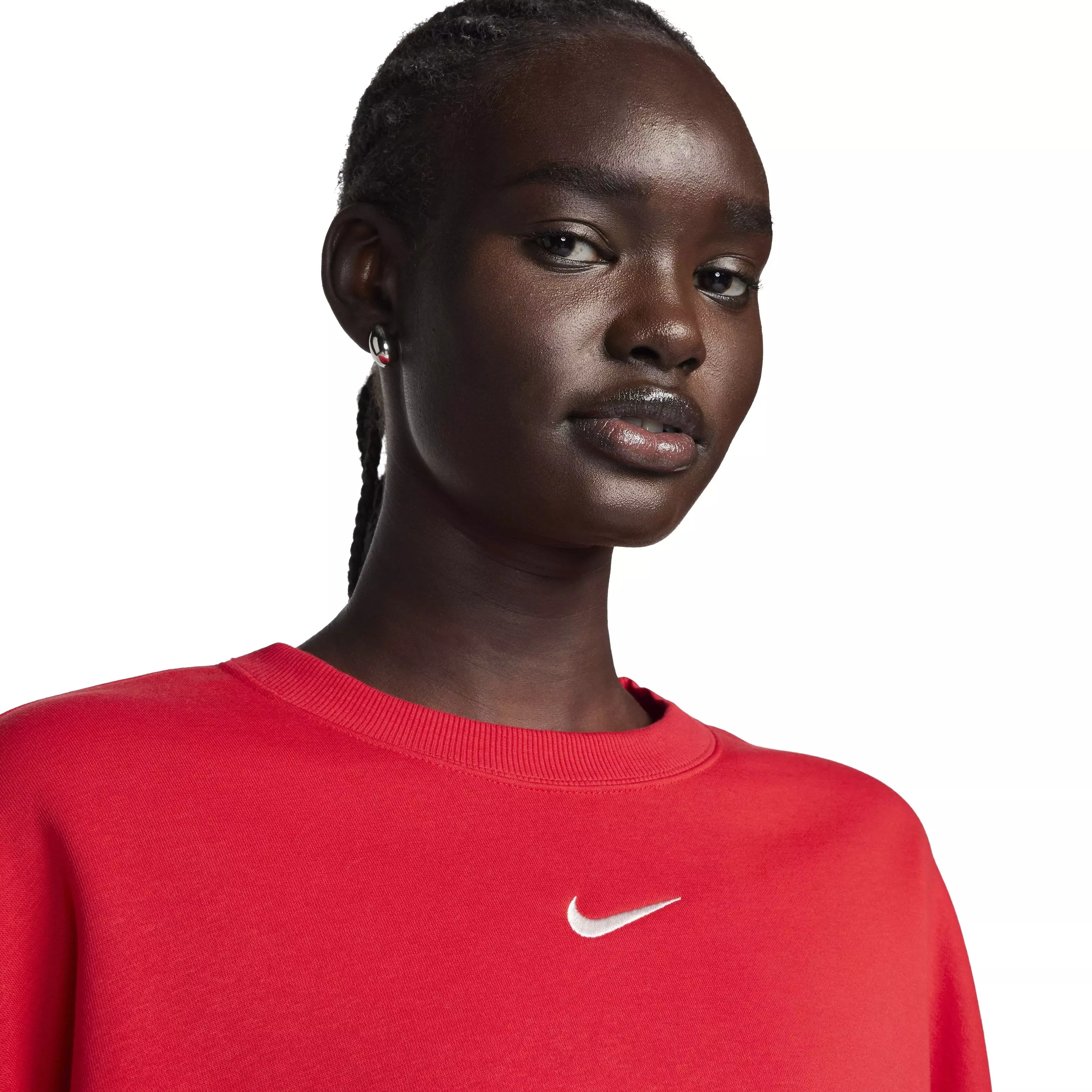 Nike Women's Sportswear Phoenix Fleece O​ver-Oversized Crew-Neck Sweatshirt -Red​ - RED