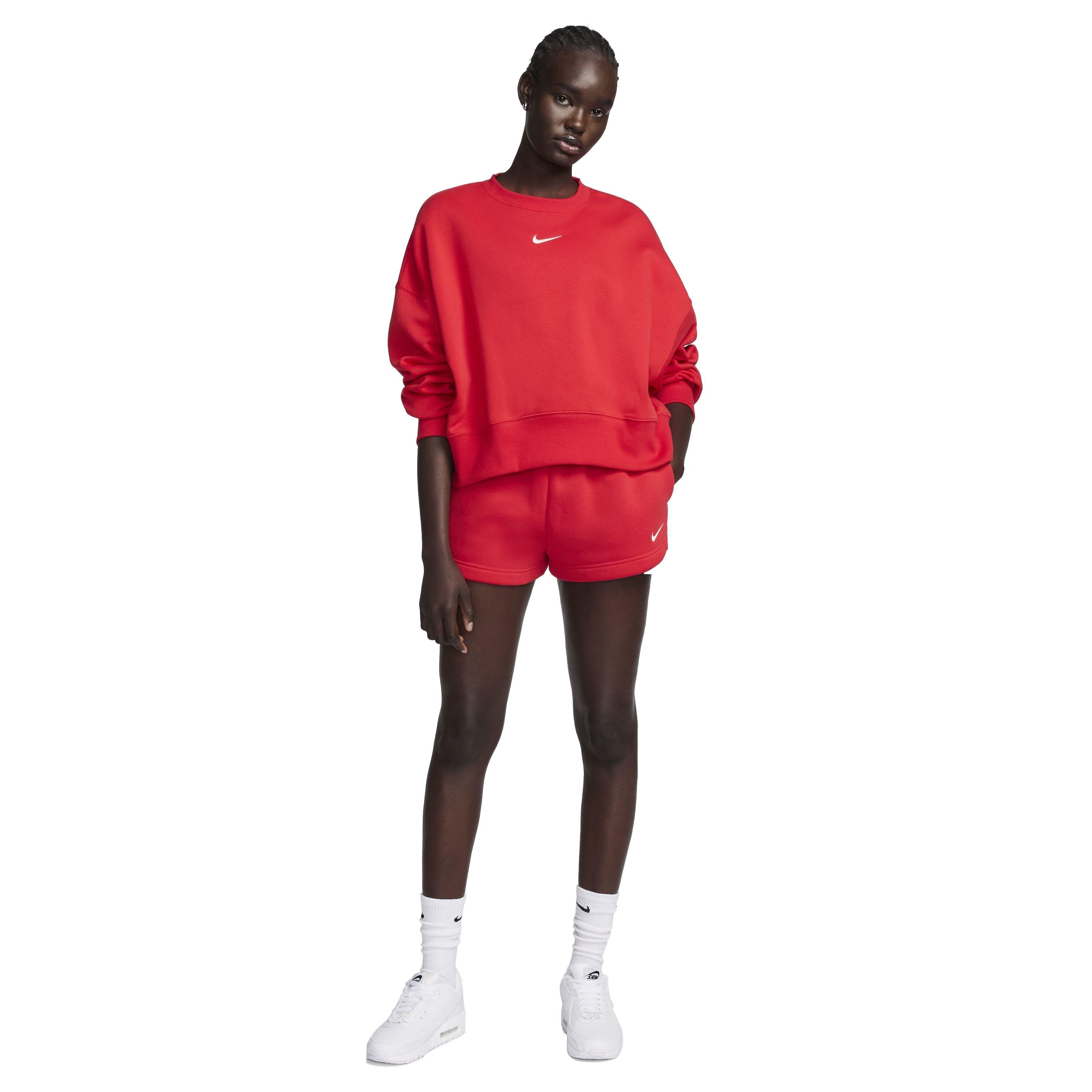 Nike Women's Sportswear Phoenix Fleece O​ver-Oversized Crew-Neck Sweatshirt -Red​ - RED Thumbnail View 5