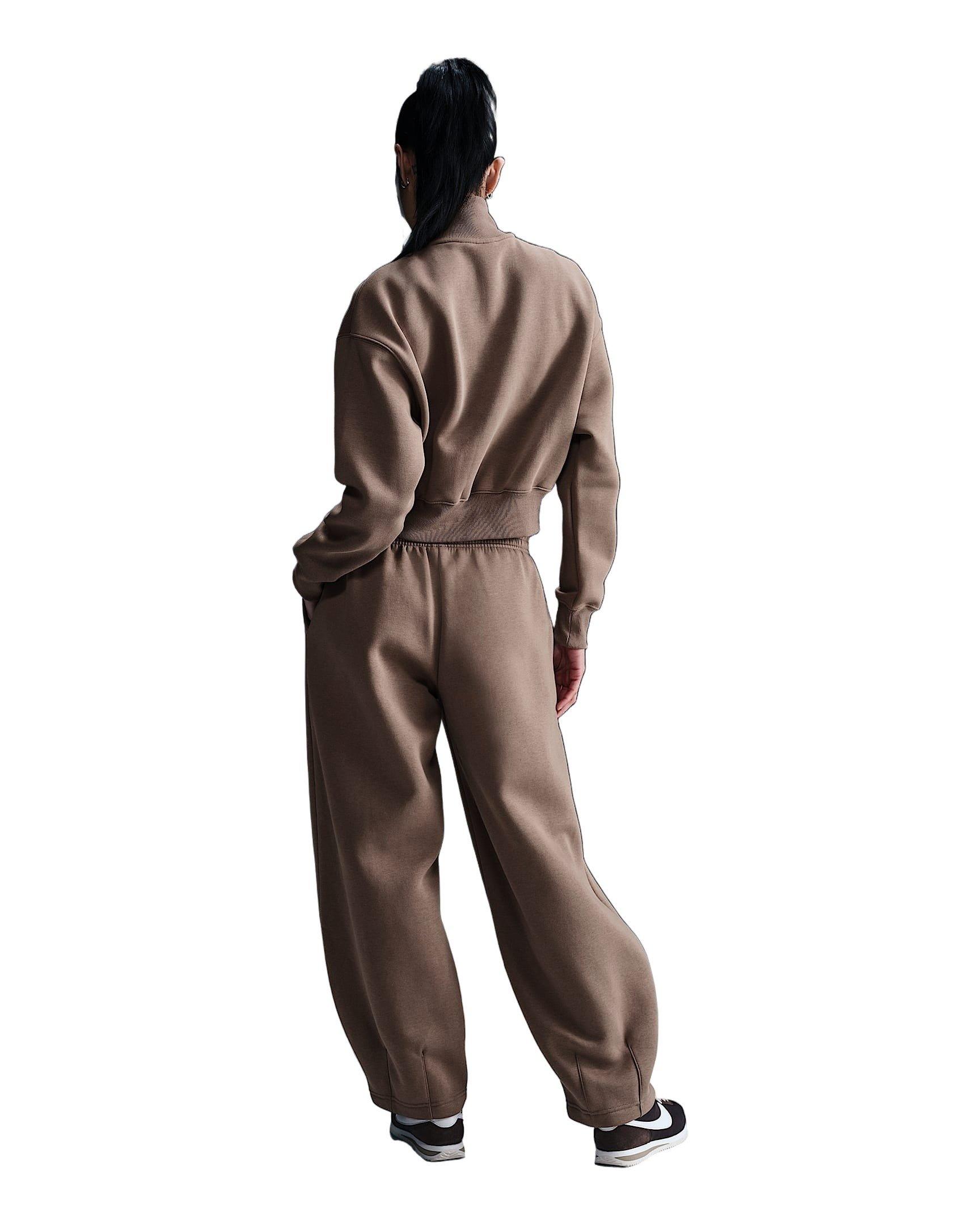 Nike Women's Sportswear Phoenix Fleece 1/2 Zip Cropped Sweatshirt - Brown - BROWN Thumbnail View 5