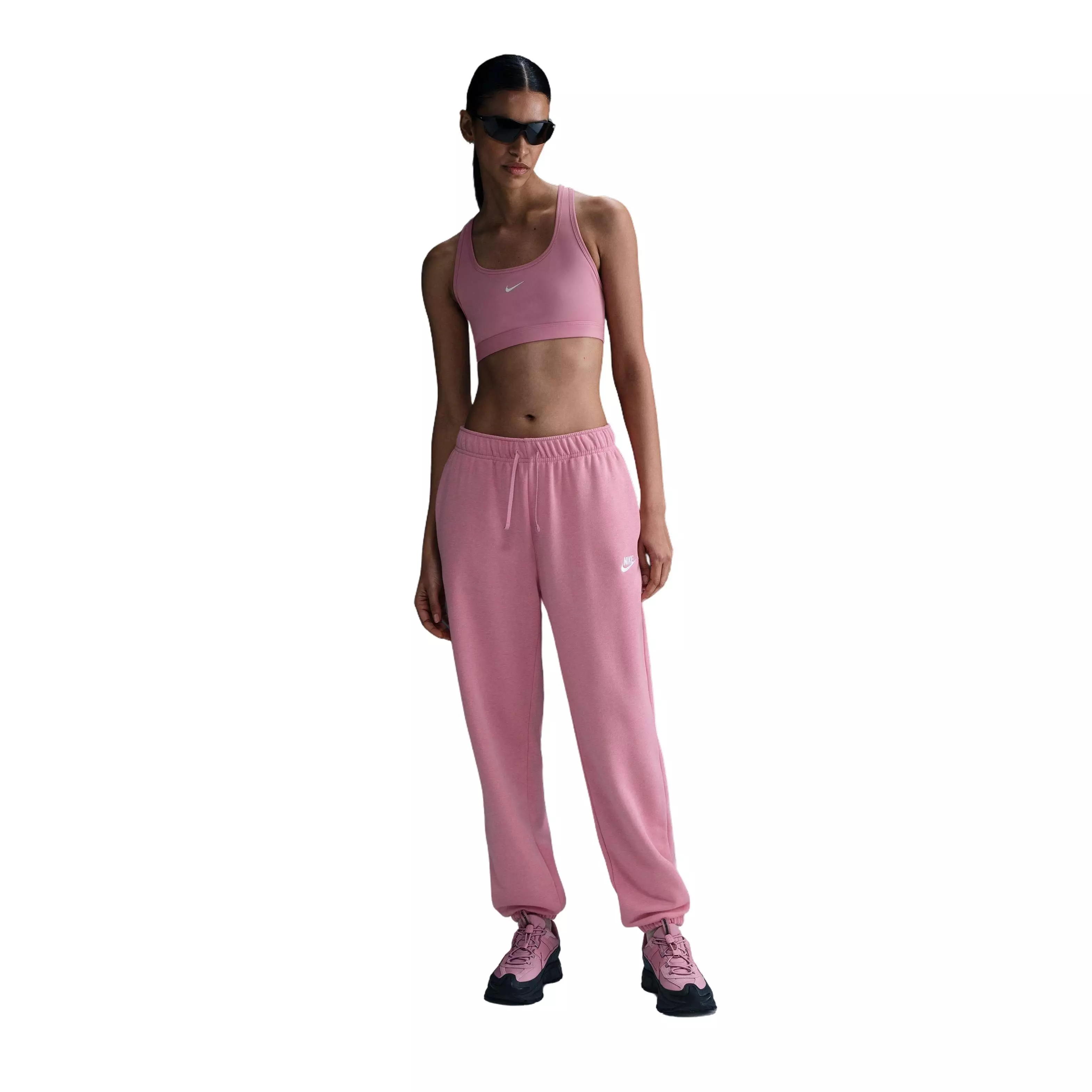 Nike Women's Sportswear Club Fleece Mid-Rise Oversized Sweatpants - Pink - PINK