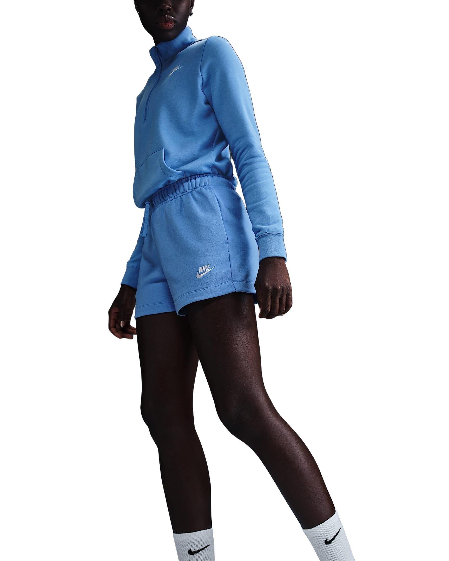 Nike Women's Sportswear Club Fleece Mid-Rise Shorts - Blue - BLUE Thumbnail View 3