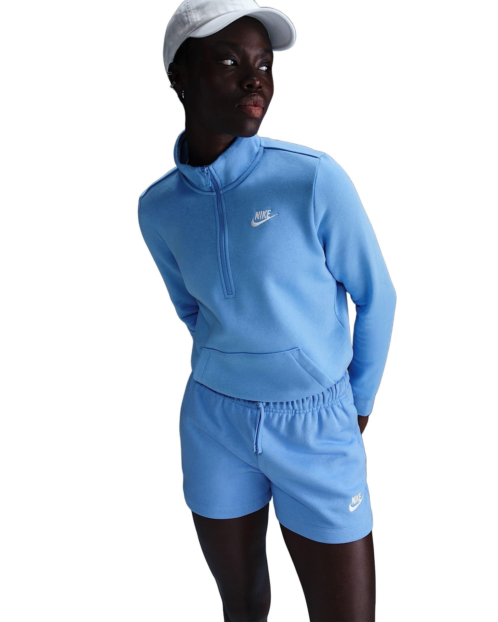 Nike Women's Sportswear Club Fleece Mid-Rise Shorts - Blue - BLUE Thumbnail View 4