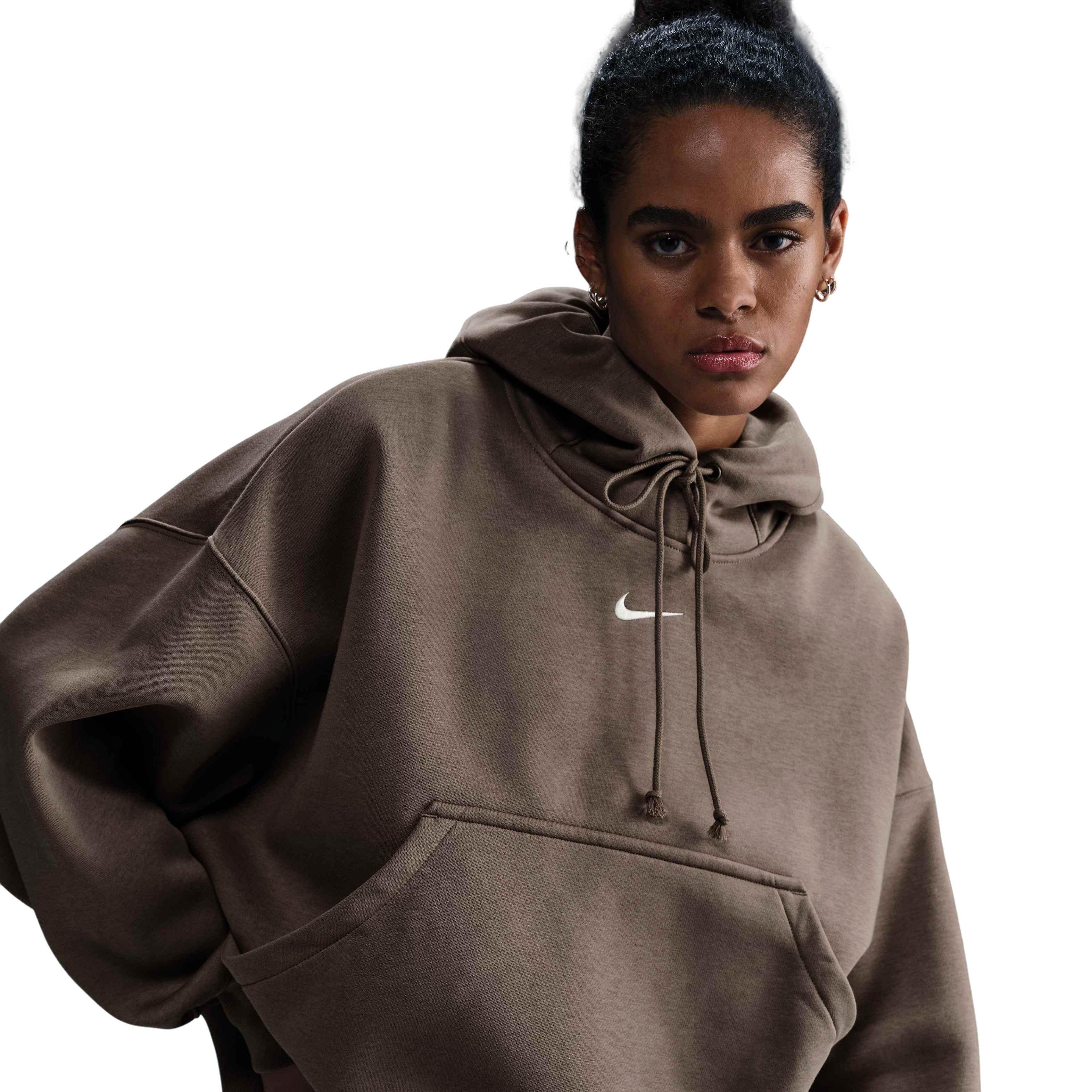 Nike Women's Sportswear Phoenix Fleece Over-Oversized Pullover Hoodie - Brown - BROWN Thumbnail View 1