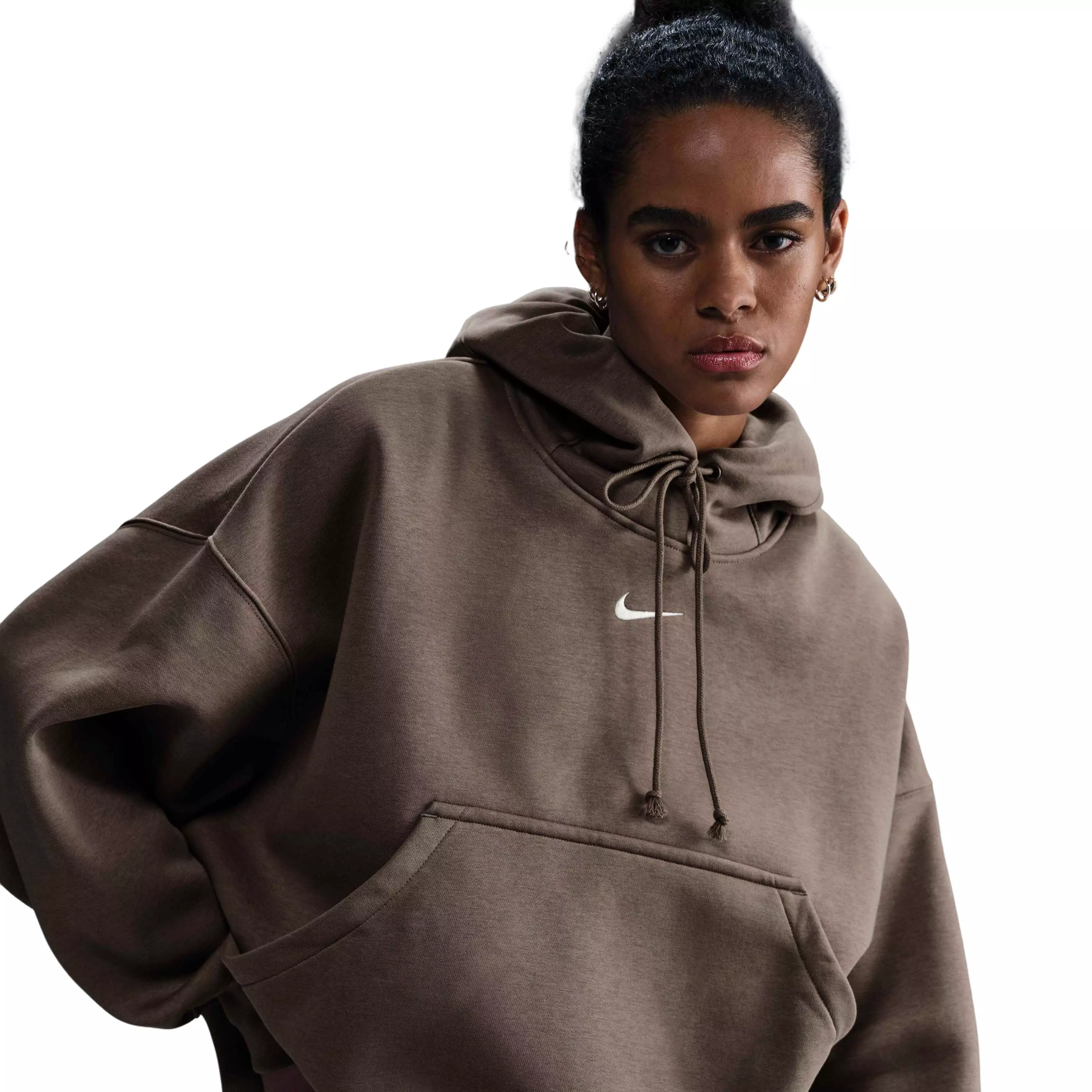 Nike Women's Sportswear Phoenix Fleece Over-Oversized Pullover Hoodie - Mink Brown - MINK BROWN