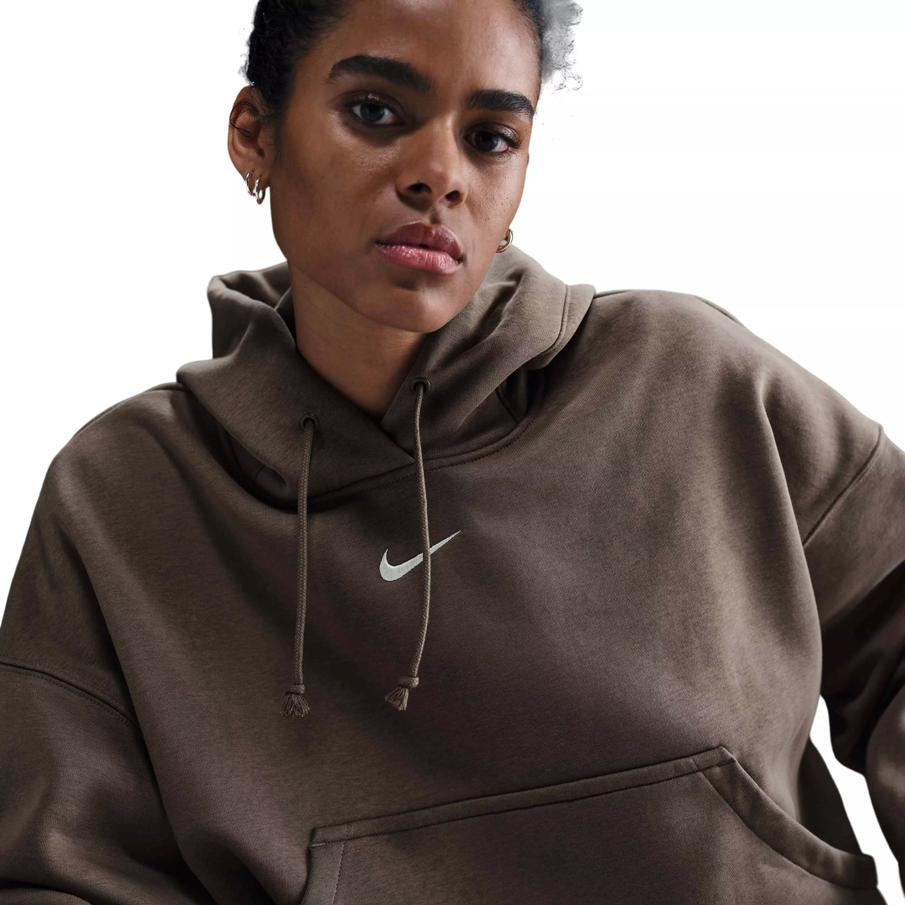 Nike Women's Sportswear Phoenix Fleece Over-Oversized Pullover Hoodie - Mink Brown - MINK BROWN
