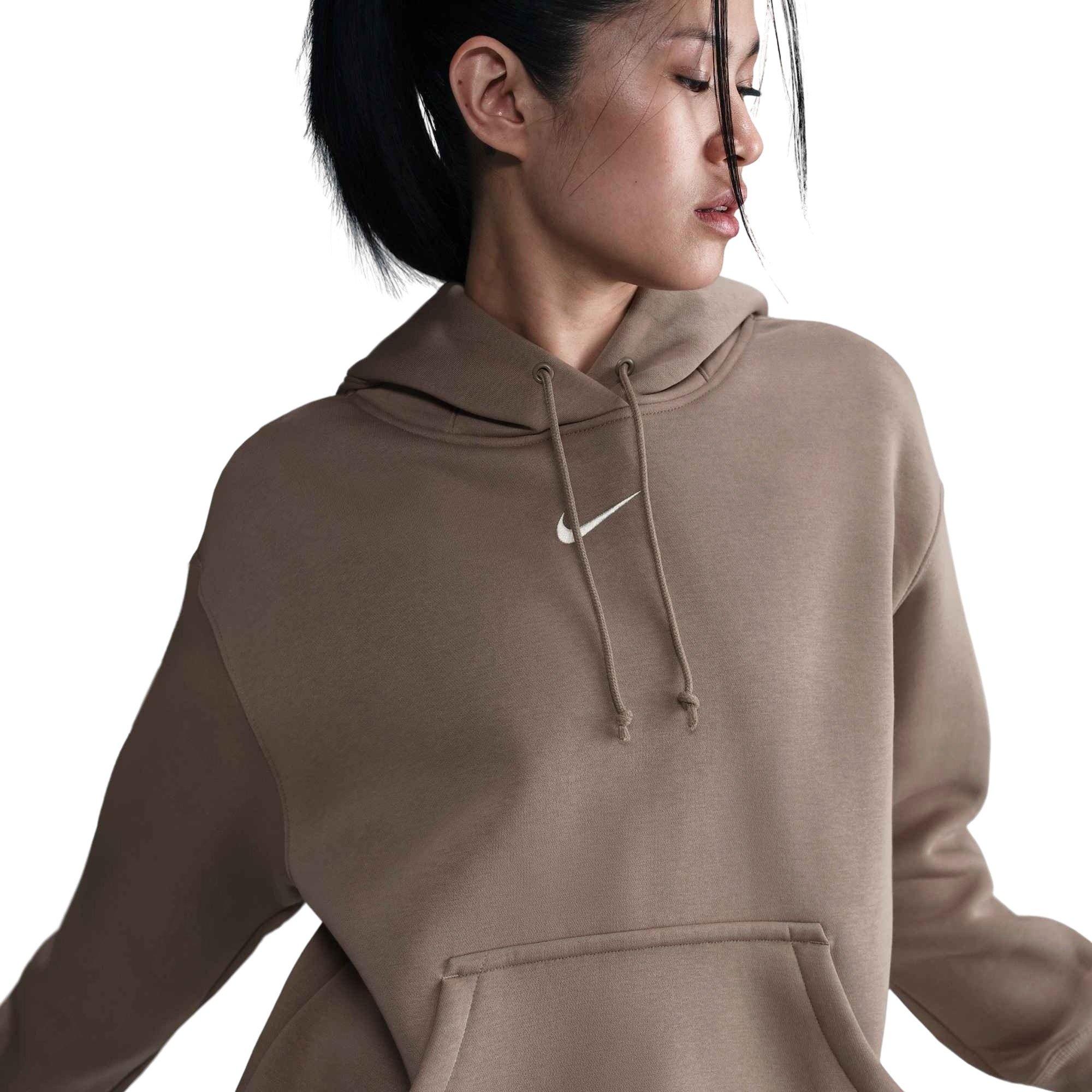 Nike Women's Sportswear Phoenix Fleece Oversized Pullover Hoodie - Mink Brown - MINK BROWN Thumbnail View 1