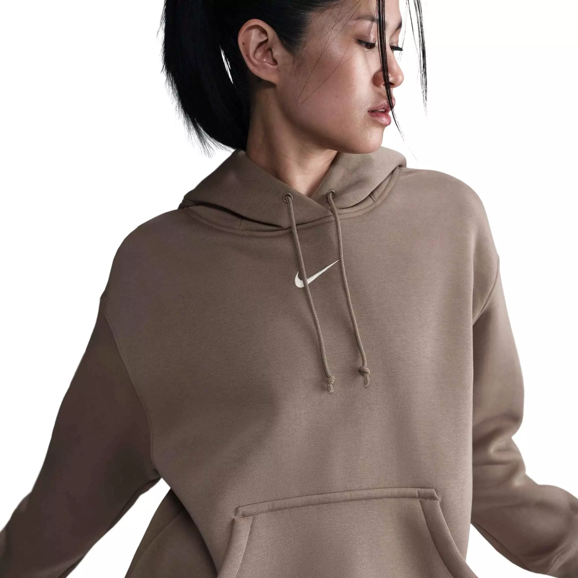 Nike Women's Sportswear Phoenix Fleece Oversized Pullover Hoodie - Mink Brown - MINK BROWN