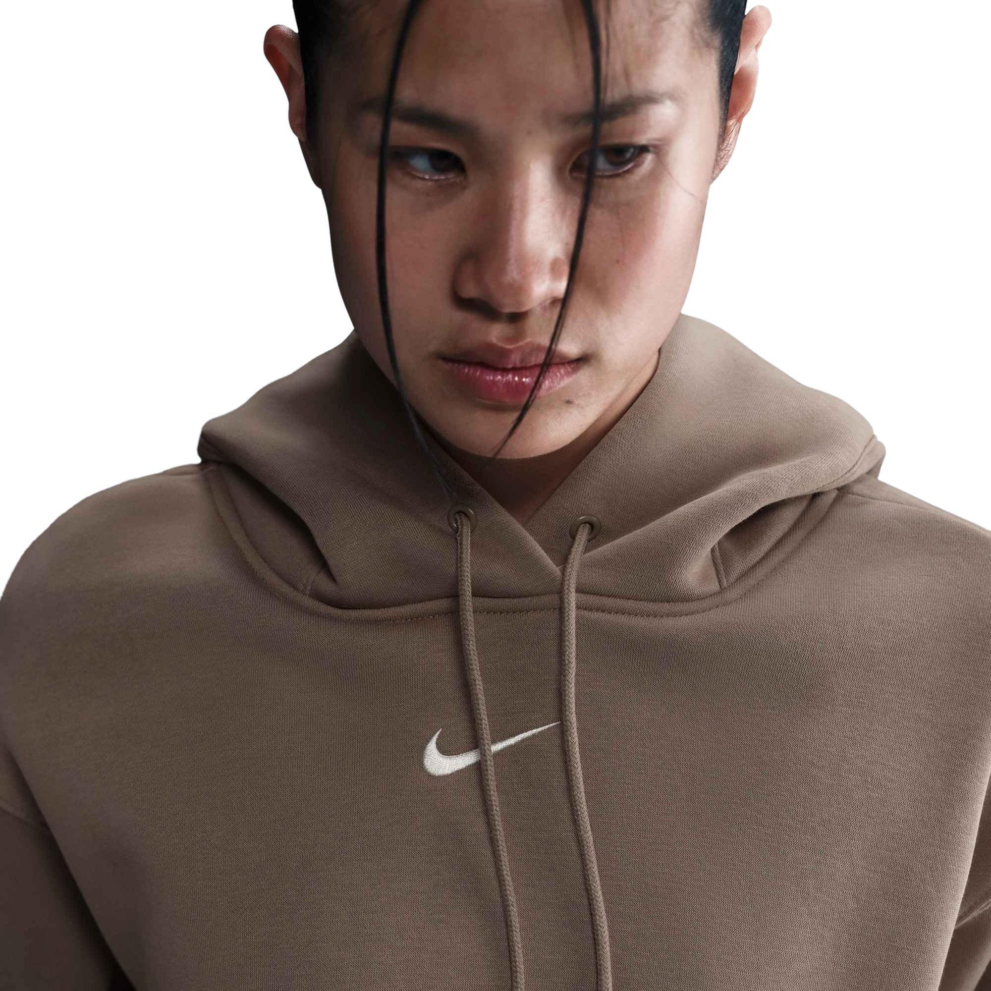 Nike Women's Sportswear Phoenix Fleece Oversized Pullover Hoodie - Brown - BROWN Thumbnail View 3