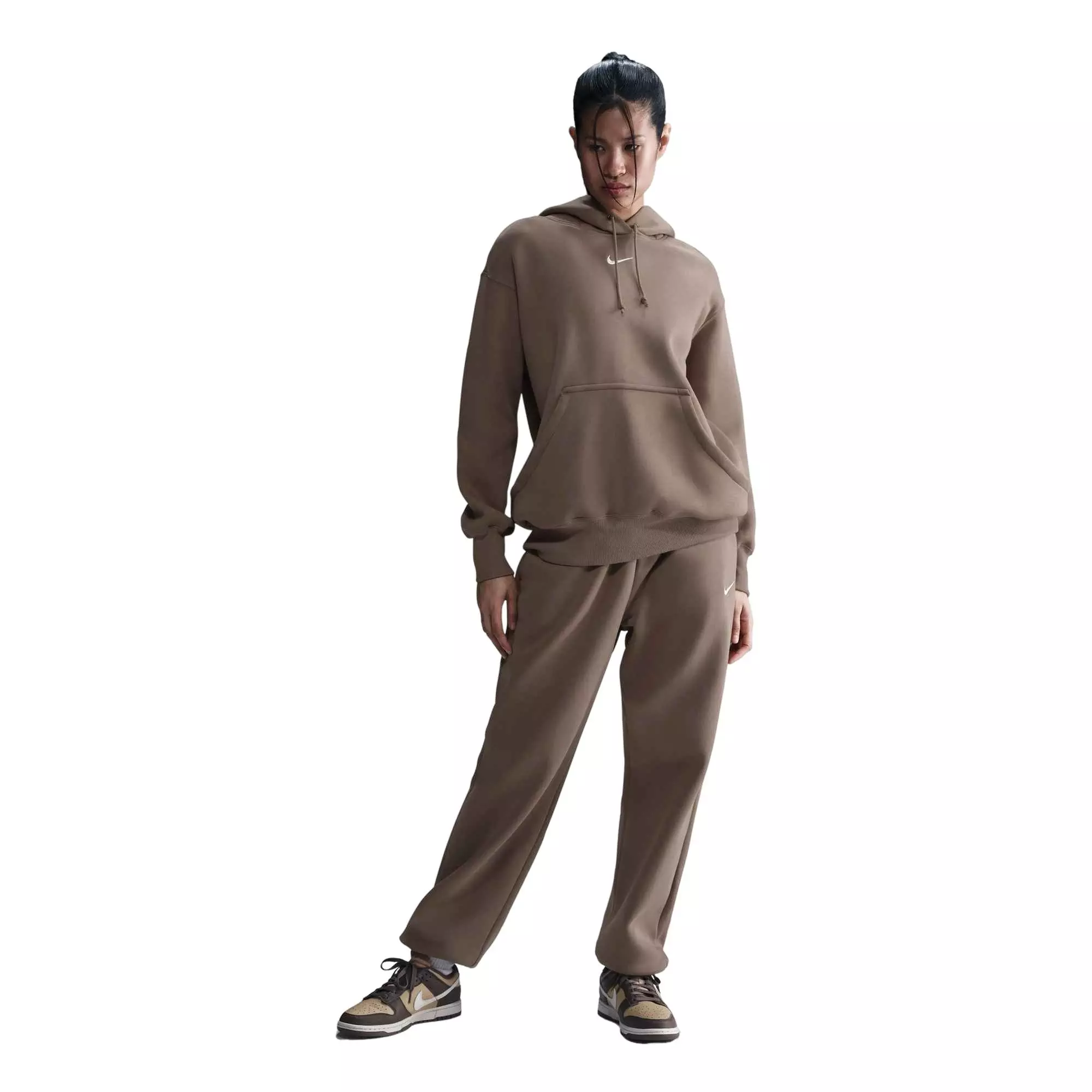 Nike Women's Sportswear Phoenix Fleece Oversized Pullover Hoodie - Mink Brown - MINK BROWN