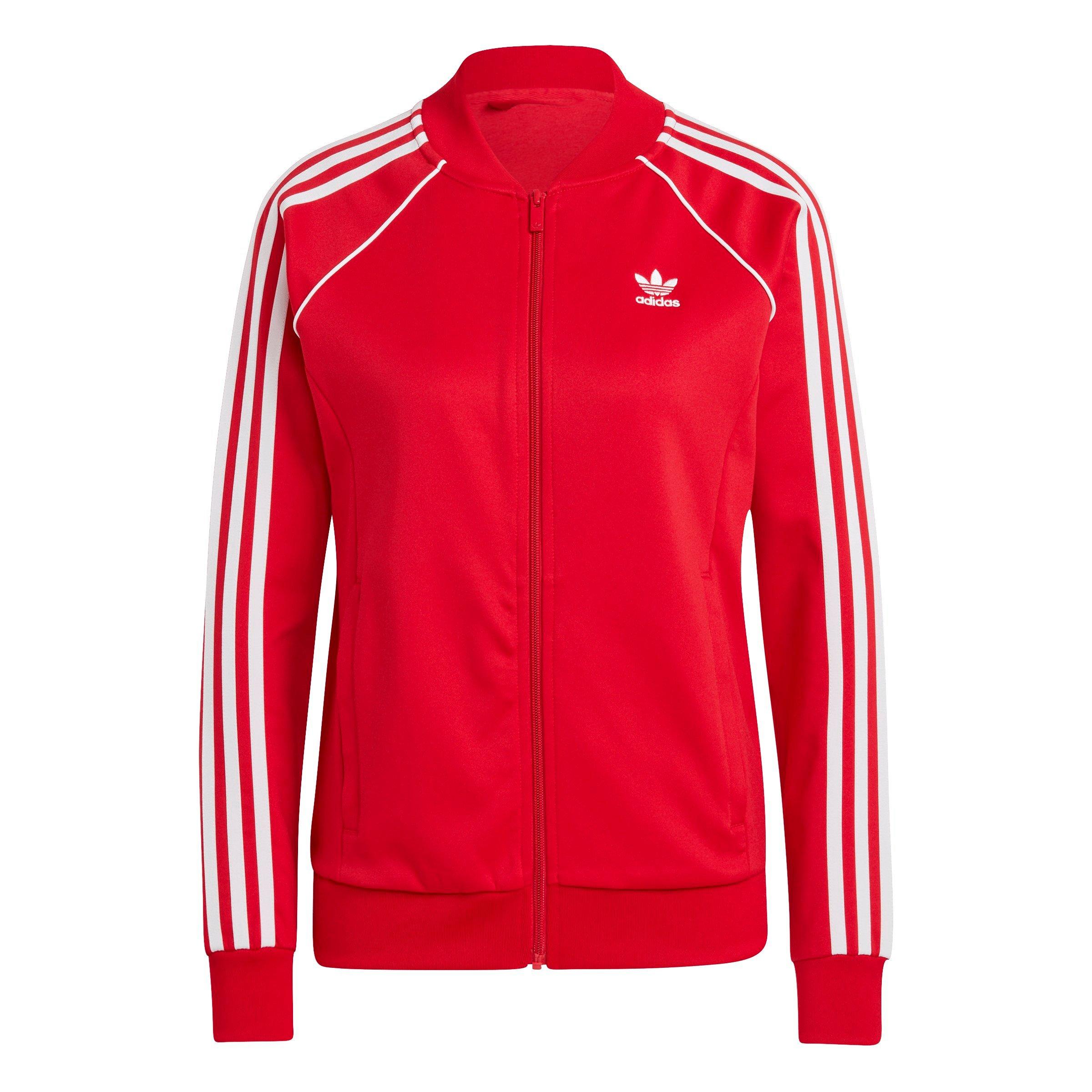 Red adidas cheap track jacket women's