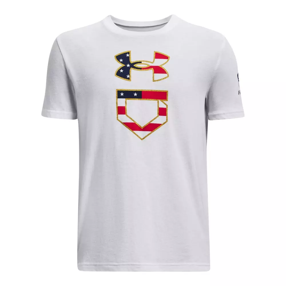 Under Armour Boys' Freedom Logo Short Sleeve Shirt -White - WHITE