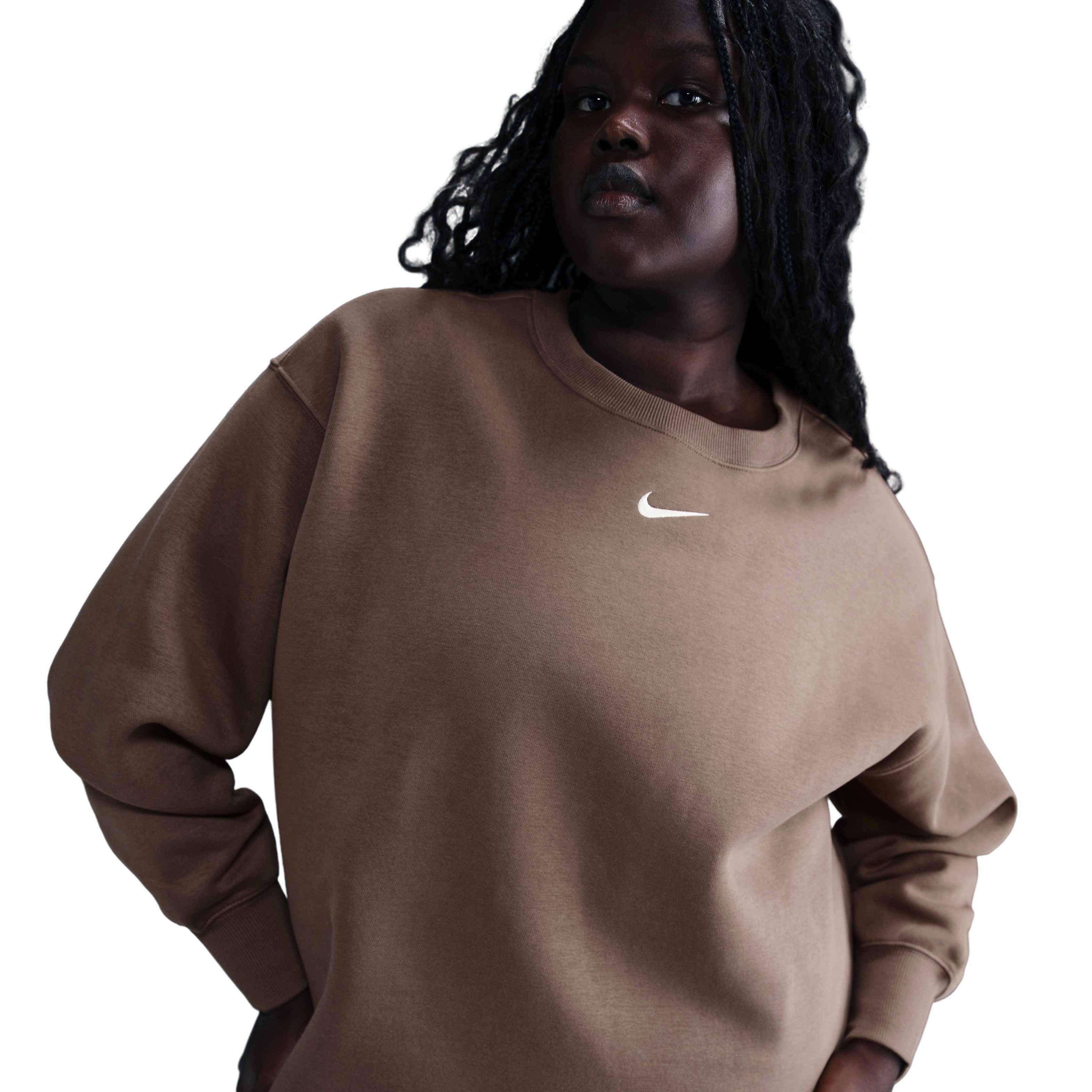 Nike Women's Sportswear Phoenix Fleece Crewneck Oversized Sweatshirt - Brown - BROWN