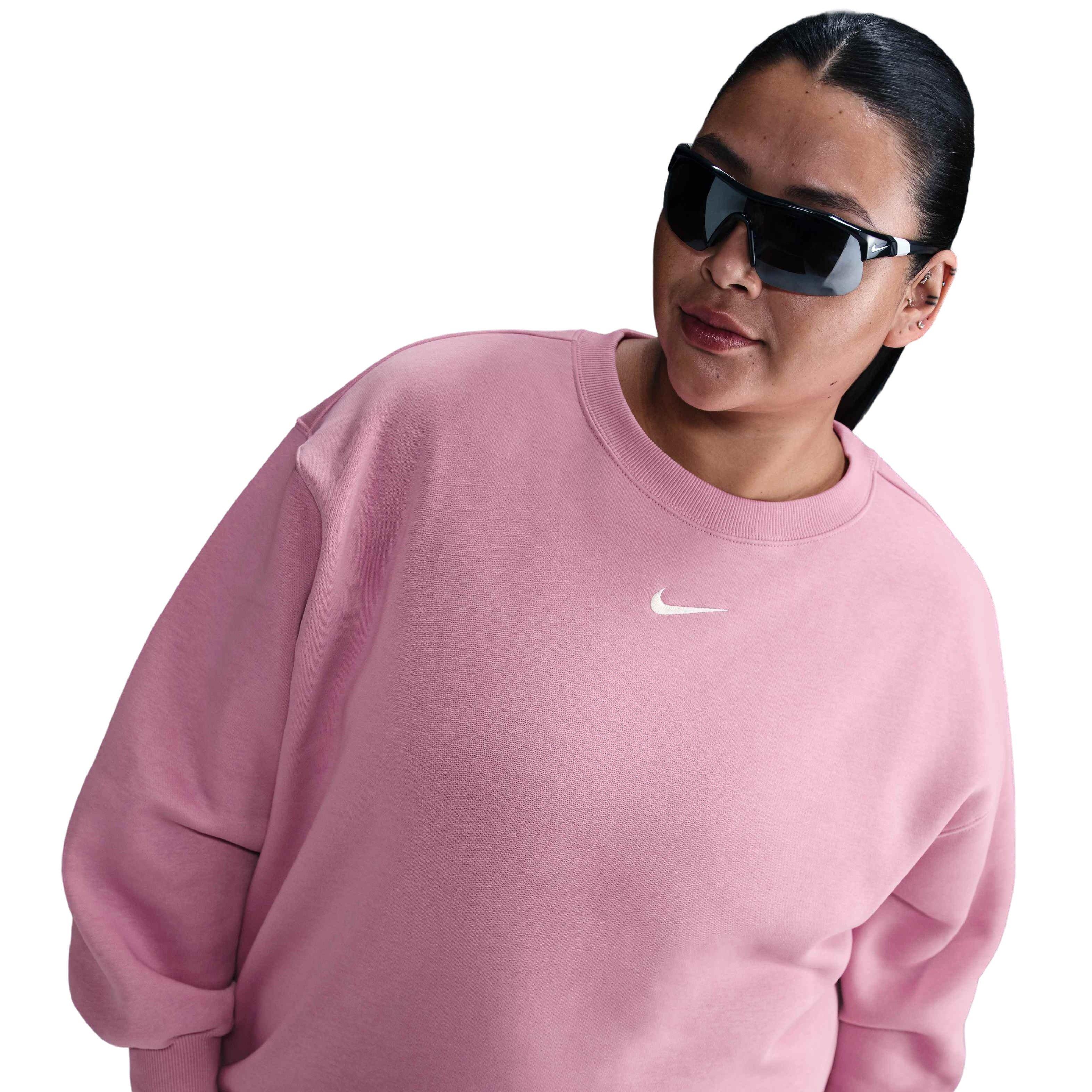 Nike Women's Sportswear Phoenix Fleece Crewneck Oversized Sweatshirt - Pink - PINK Thumbnail View 1