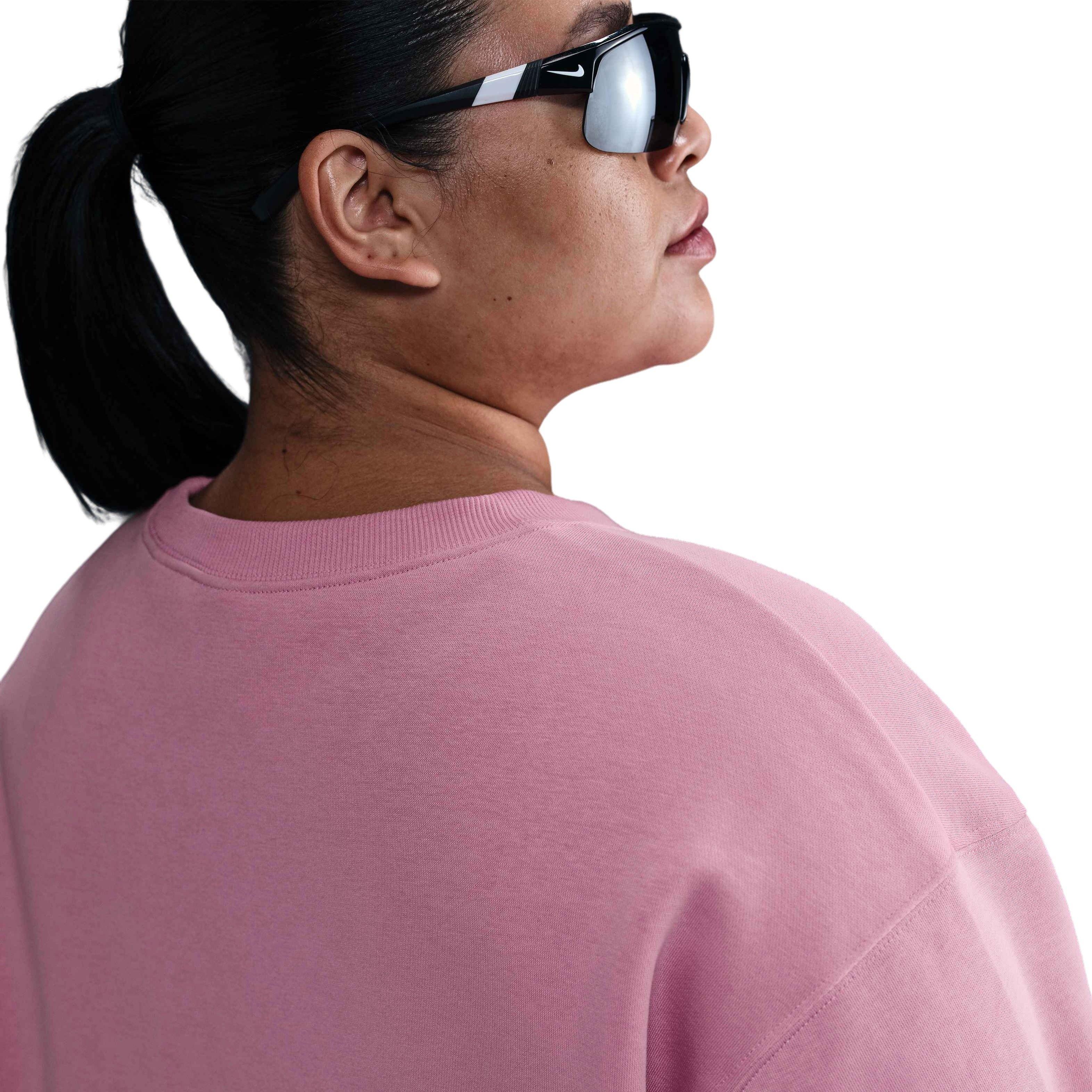 Nike Women's Sportswear Phoenix Fleece Crewneck Oversized Sweatshirt - Pink - PINK Thumbnail View 2