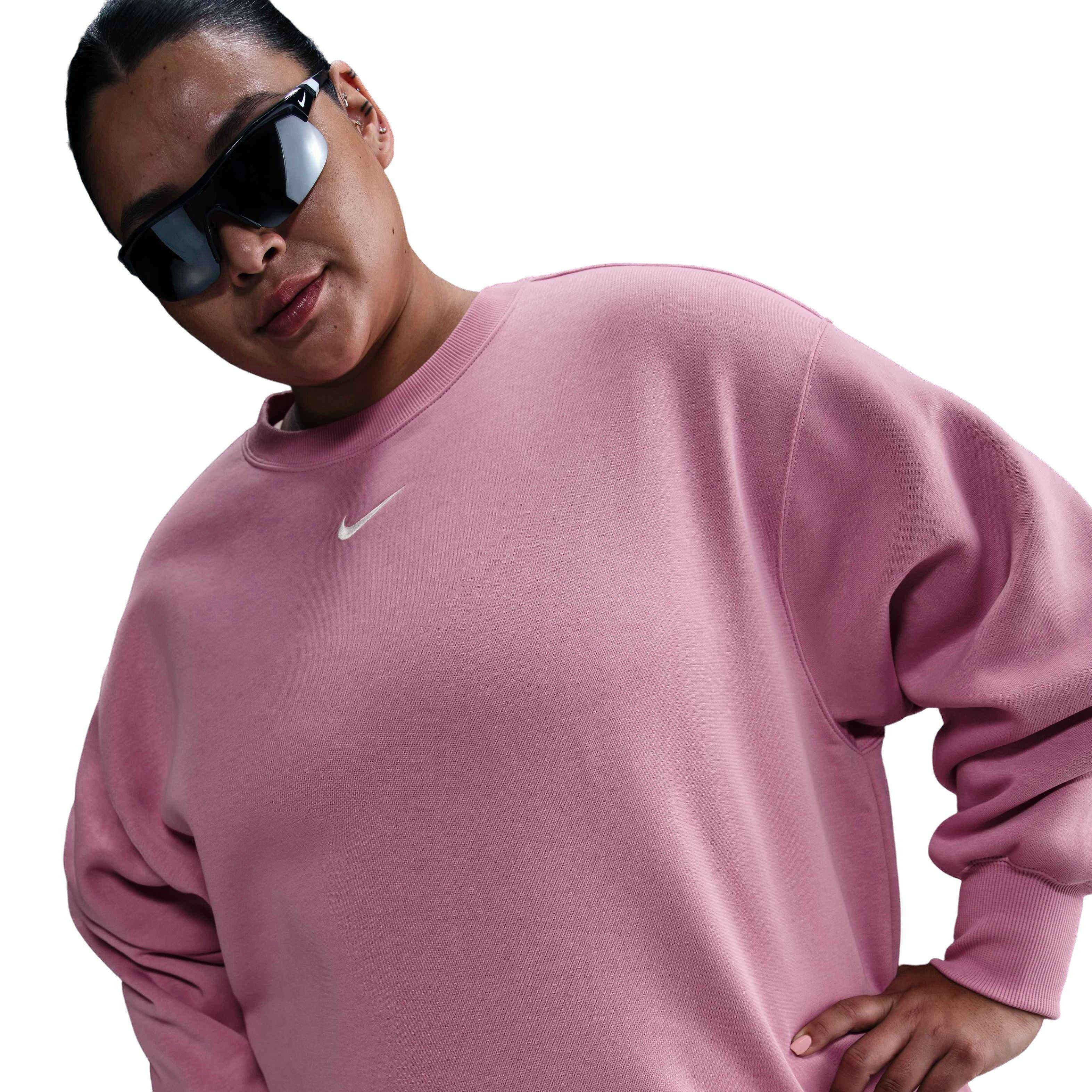 Nike Women's Sportswear Phoenix Fleece Crewneck Oversized Sweatshirt - Pink - PINK Thumbnail View 3