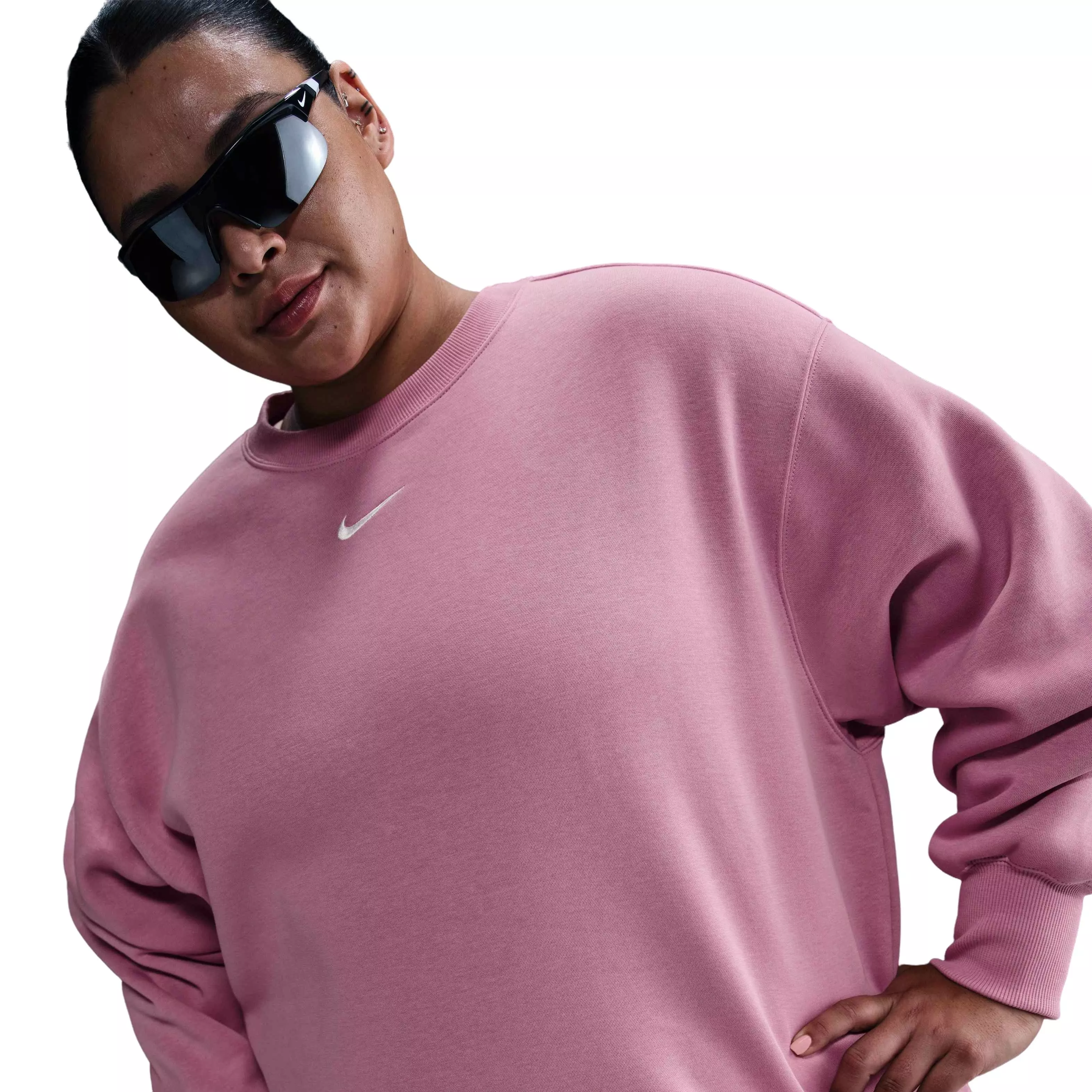 Nike Women's Sportswear Phoenix Fleece Crewneck Oversized Sweatshirt - Pink - PINK