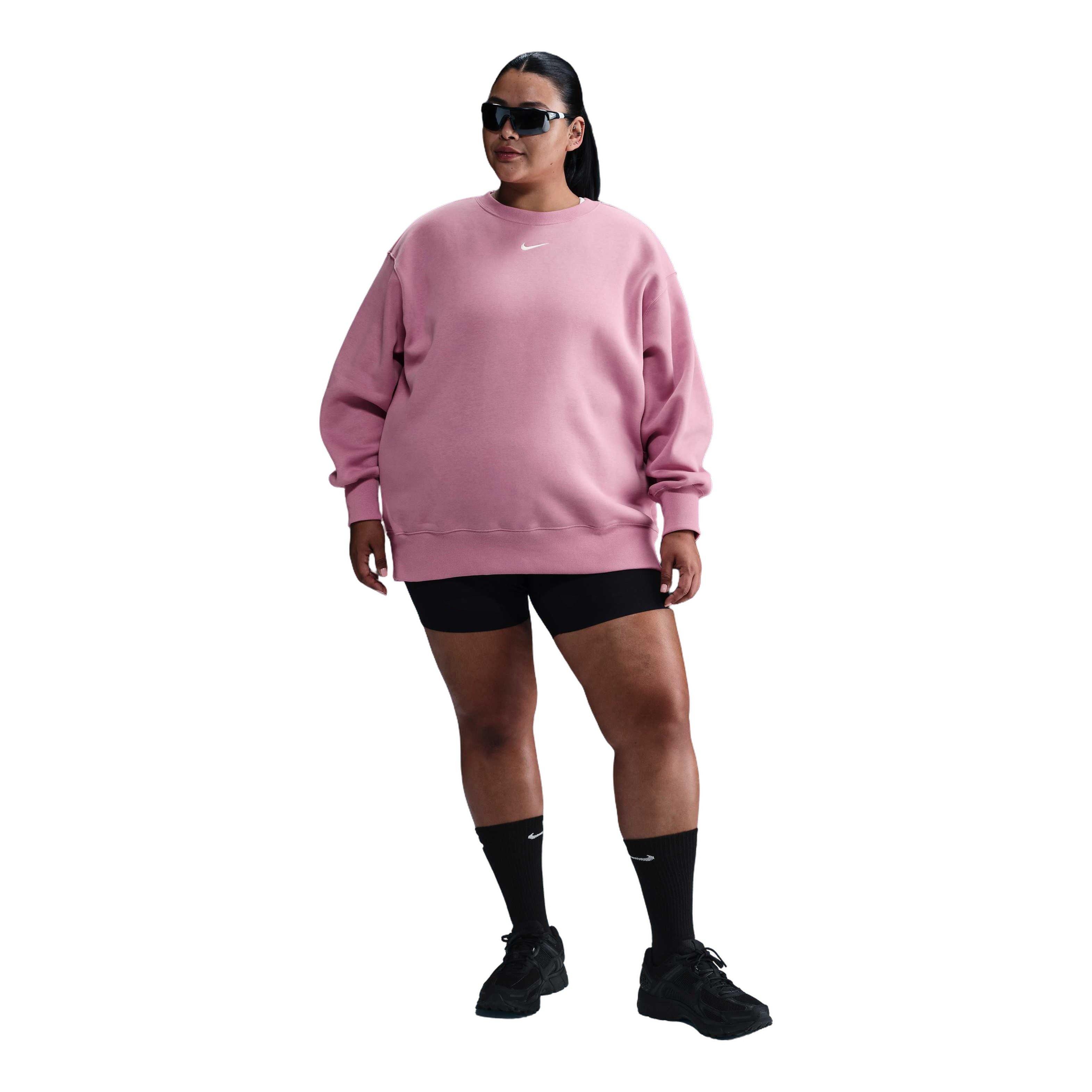 Nike Women's Sportswear Phoenix Fleece Crewneck Oversized Sweatshirt - Pink - PINK Thumbnail View 4