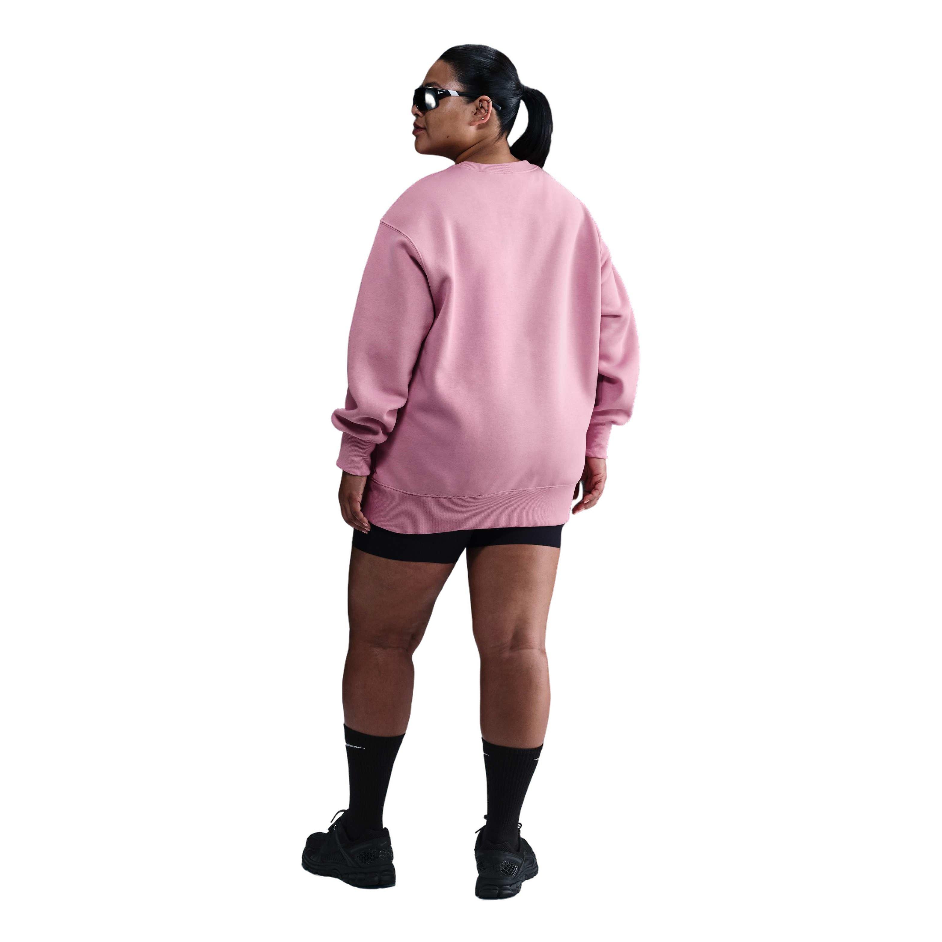 Nike Women's Sportswear Phoenix Fleece Crewneck Oversized Sweatshirt - Pink - PINK Thumbnail View 5